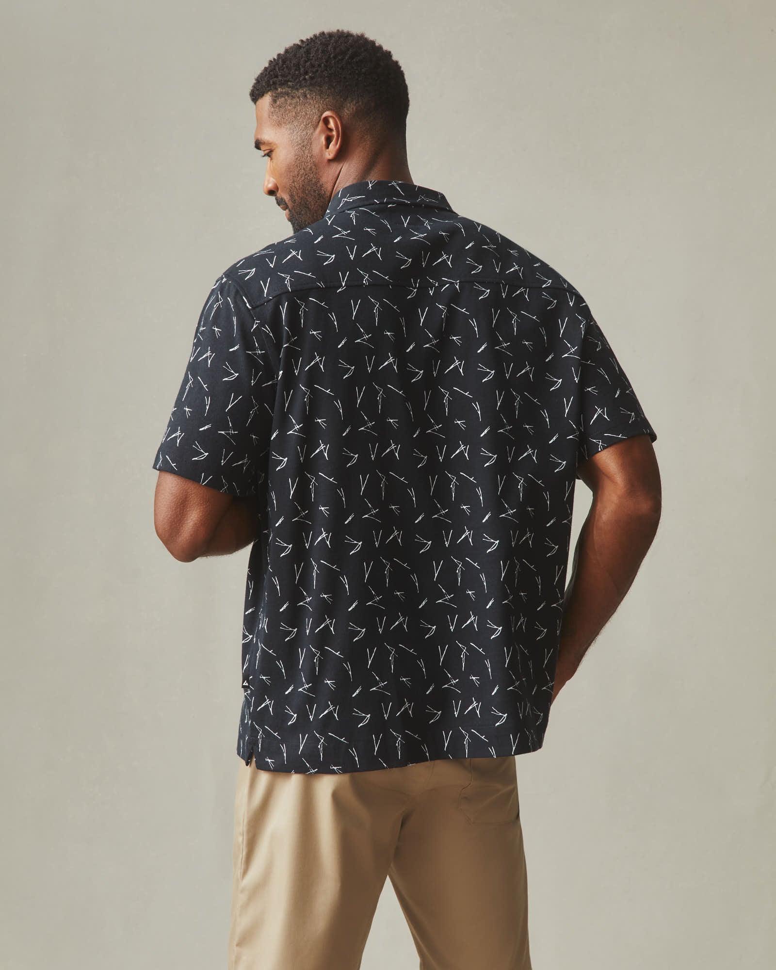 Men's Resort Shirt - Black White Print Product Image