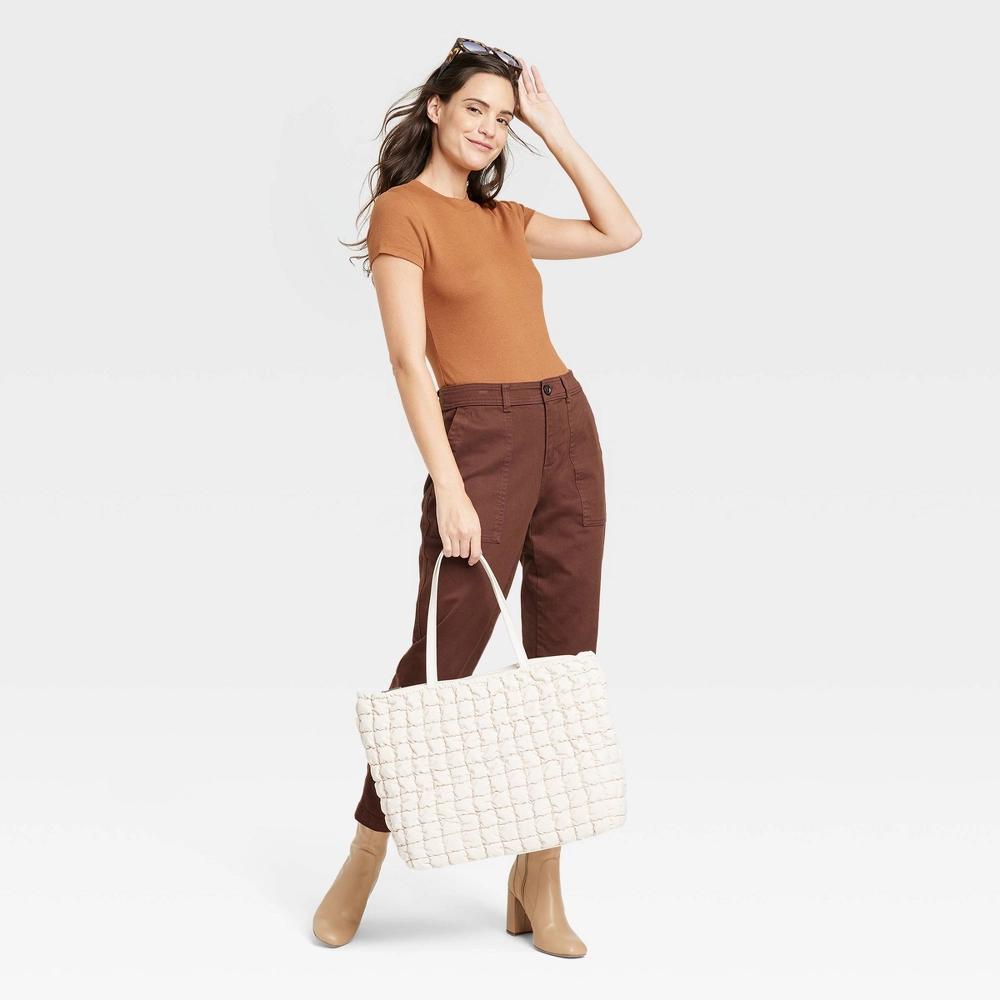 Womens Ribbed T-Shirt Bodysuit - A New Day Brown XL Product Image