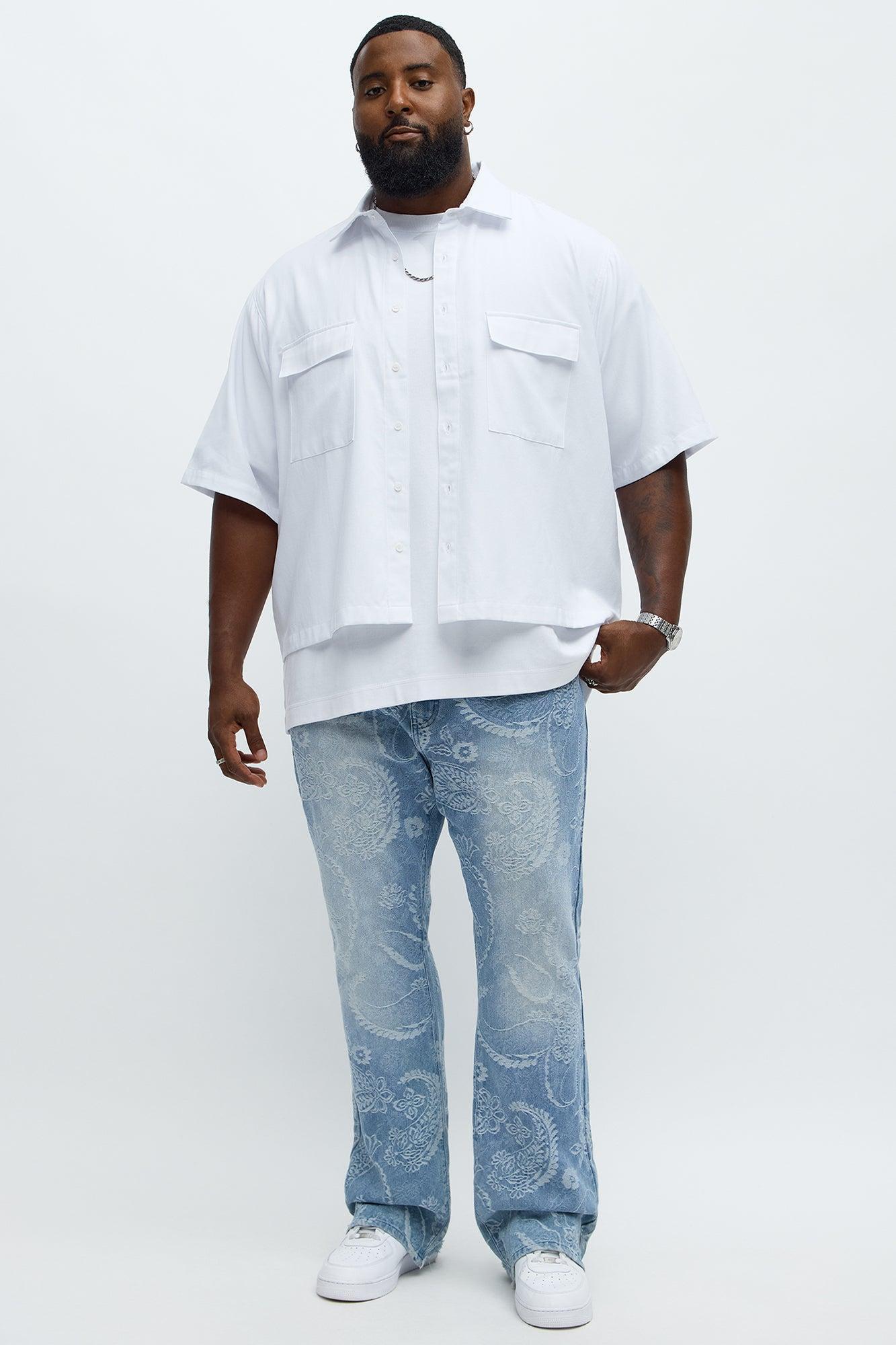 Stacked Slim Flare Come And Get It Paisley Jeans - Medium Wash Product Image