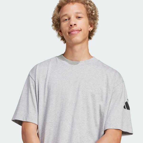adidas Essentials Loose Fit 3 Bar Logo Tee White M Mens Product Image