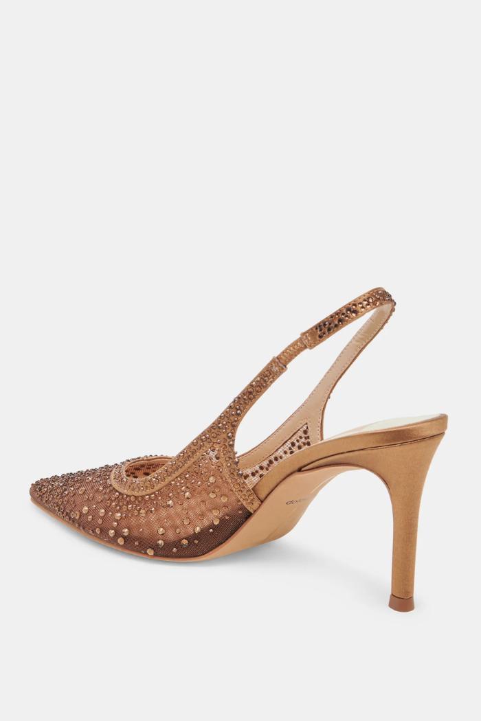 Kaye Crystal Heels - Mid Brown Mesh Product Image