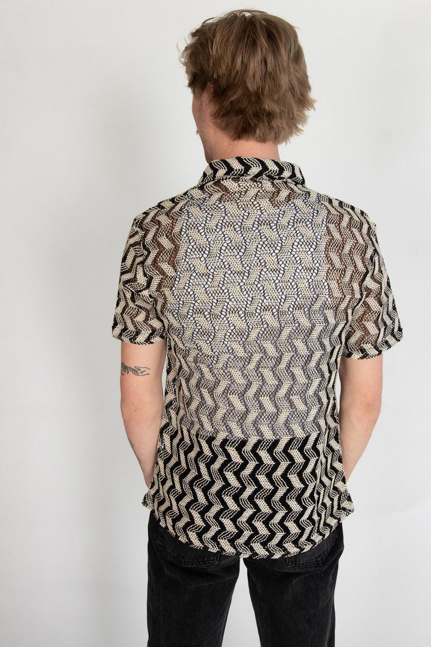 Zigzag Cabana Knit Button Up Shirt Product Image