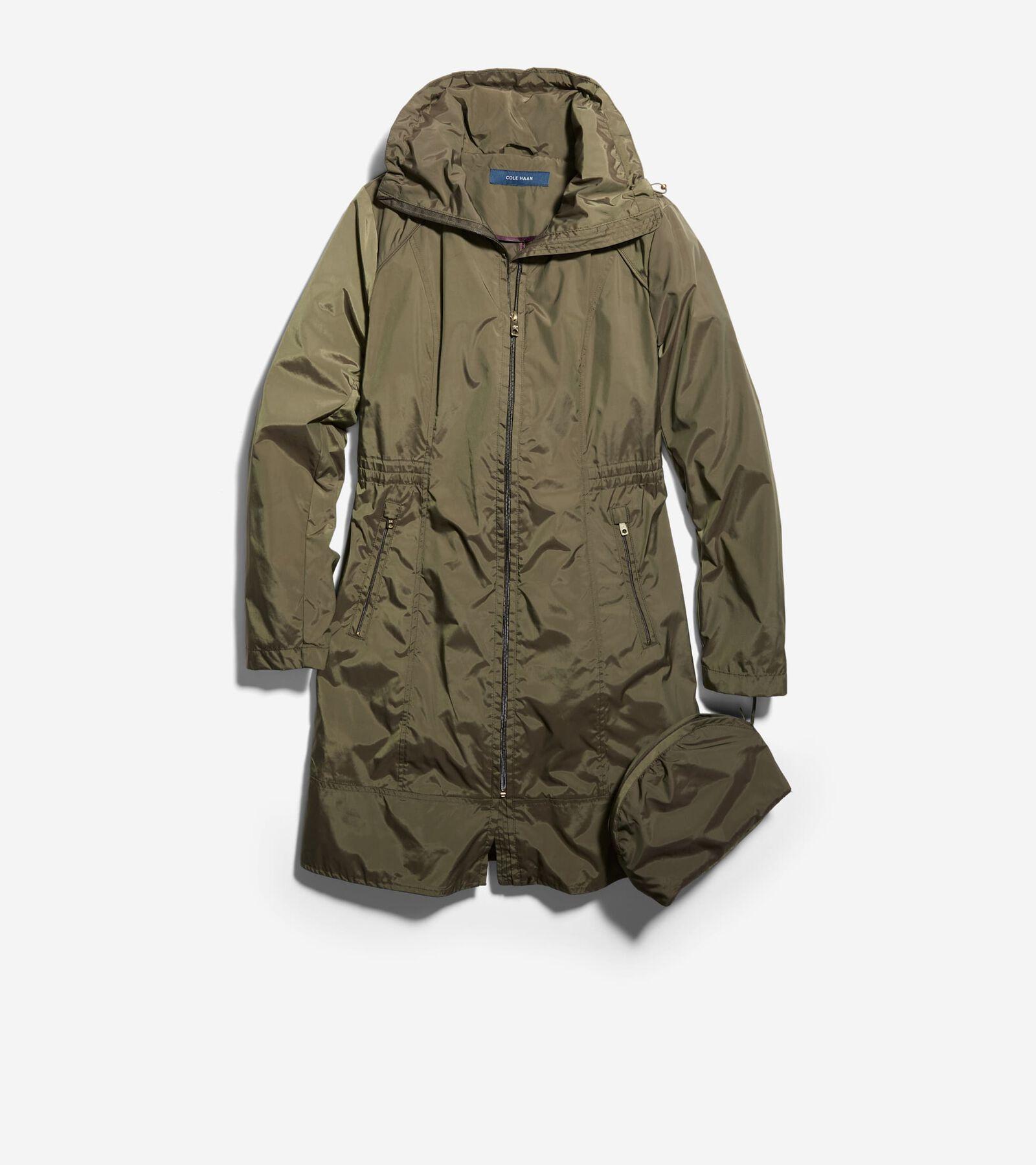Cole Haan Womens Packable Travel Rain Jacket - Green Size Large Water-Resistant Product Image