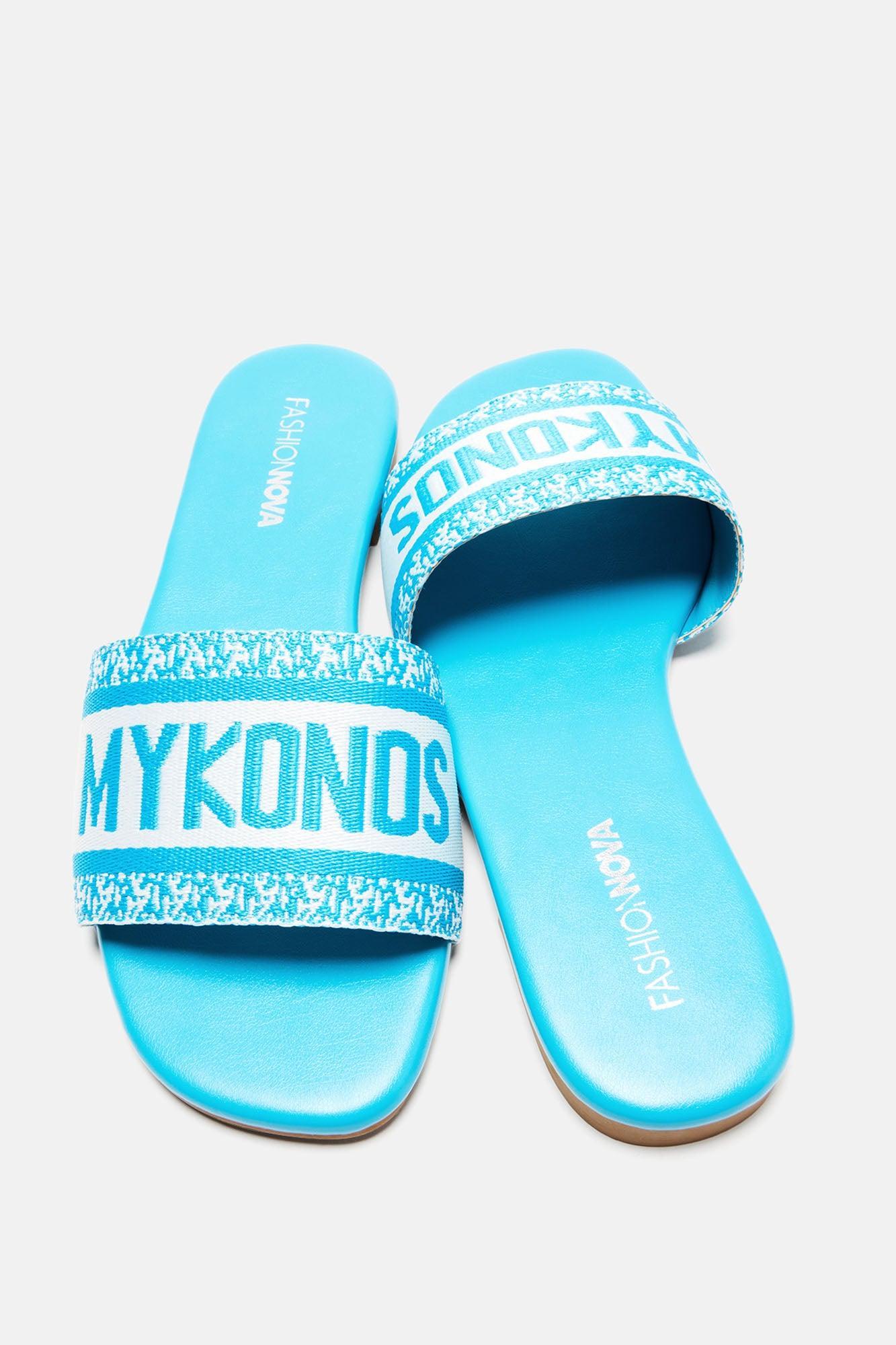 Meet Me In Mykonos Flat Sandals - Turquoise Product Image