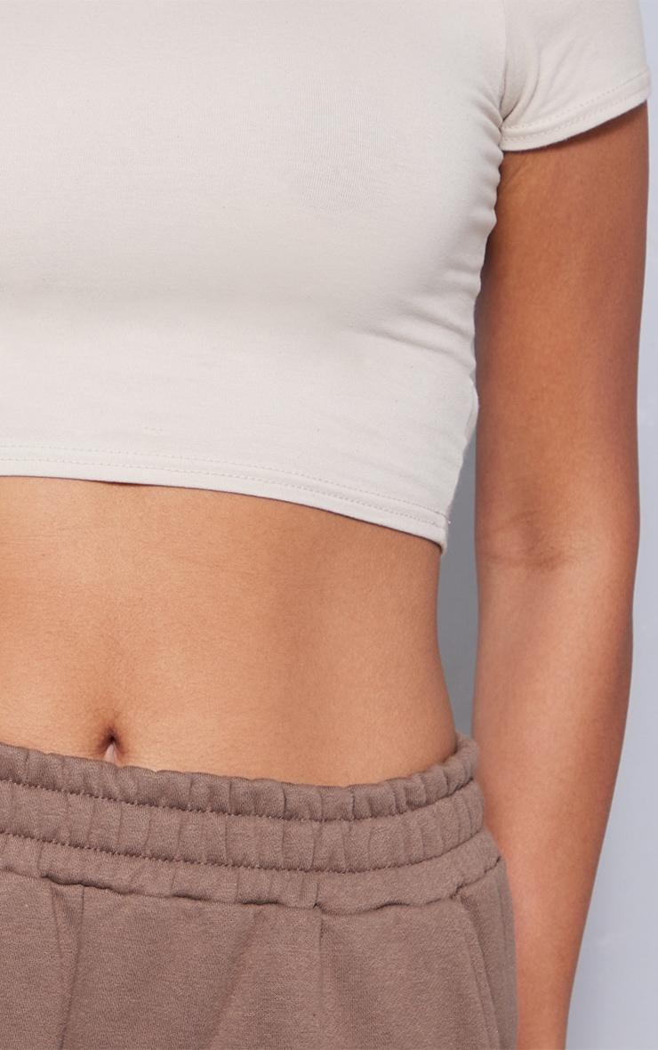 Natural Stone Cotton Short Sleeve Crop Top Product Image