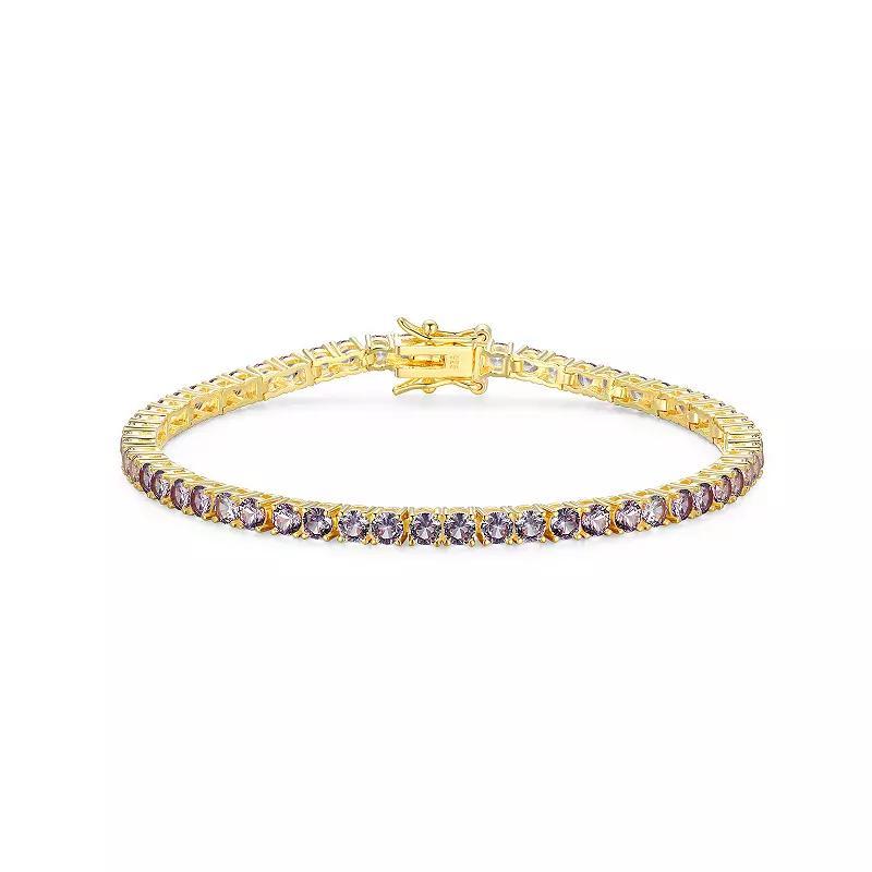 18k Gold over Silver Birthstone Tennis Bracelet, Women's, Size: 7.25", Cr Alexandrite June Product Image