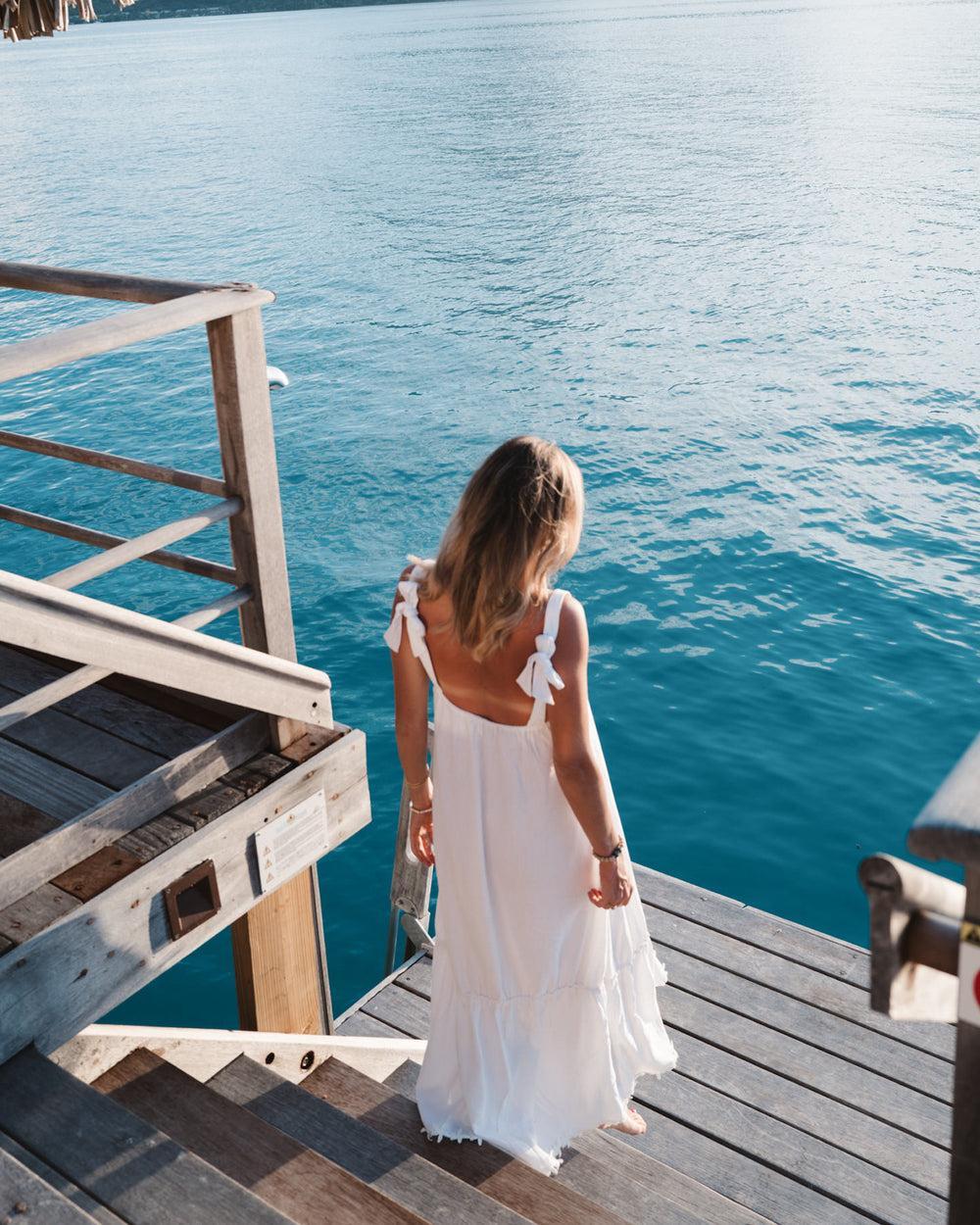 The Jetset - White Linen Vacation Dress Product Image