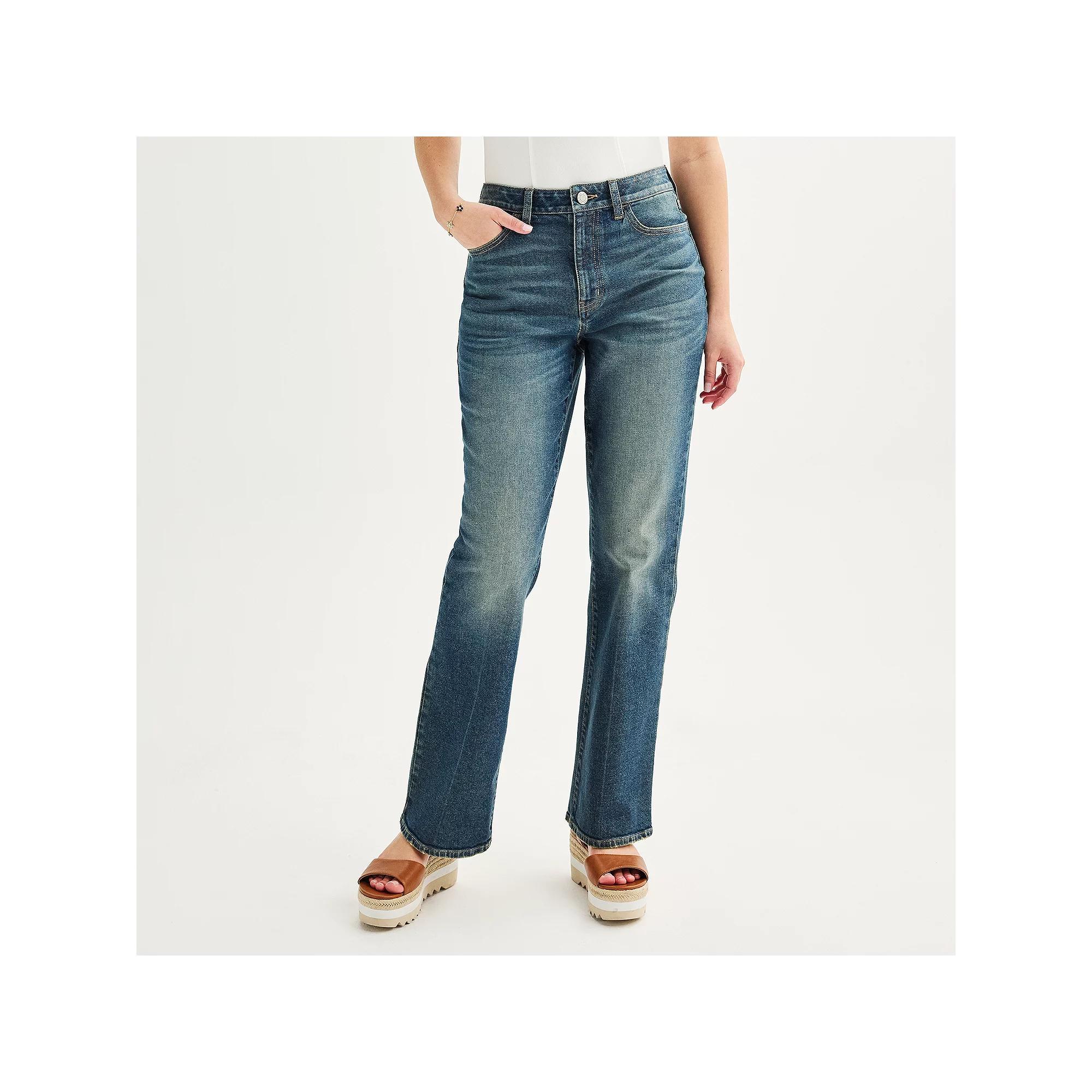 Juniors' SO® High-Rise '90s Bootcut Jeans, Girl's, Size: 11, Dark Product Image