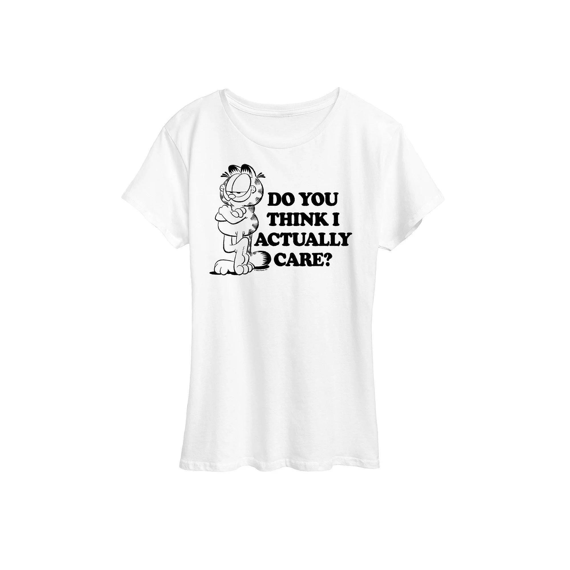 Womens Garfield Do You Think I Care Graphic Tee, Girls Product Image