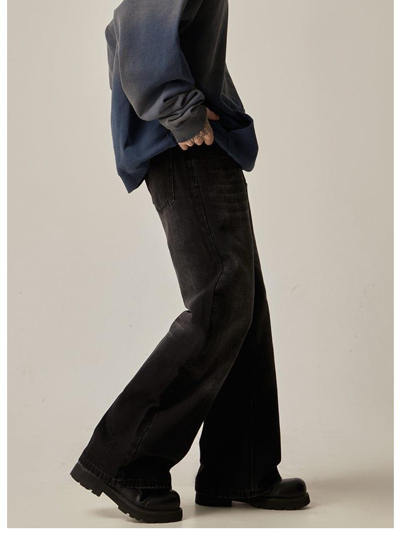 RT No. 11173 WASHED BLACK WIDE STRAIGHT DENIM JEANS Product Image