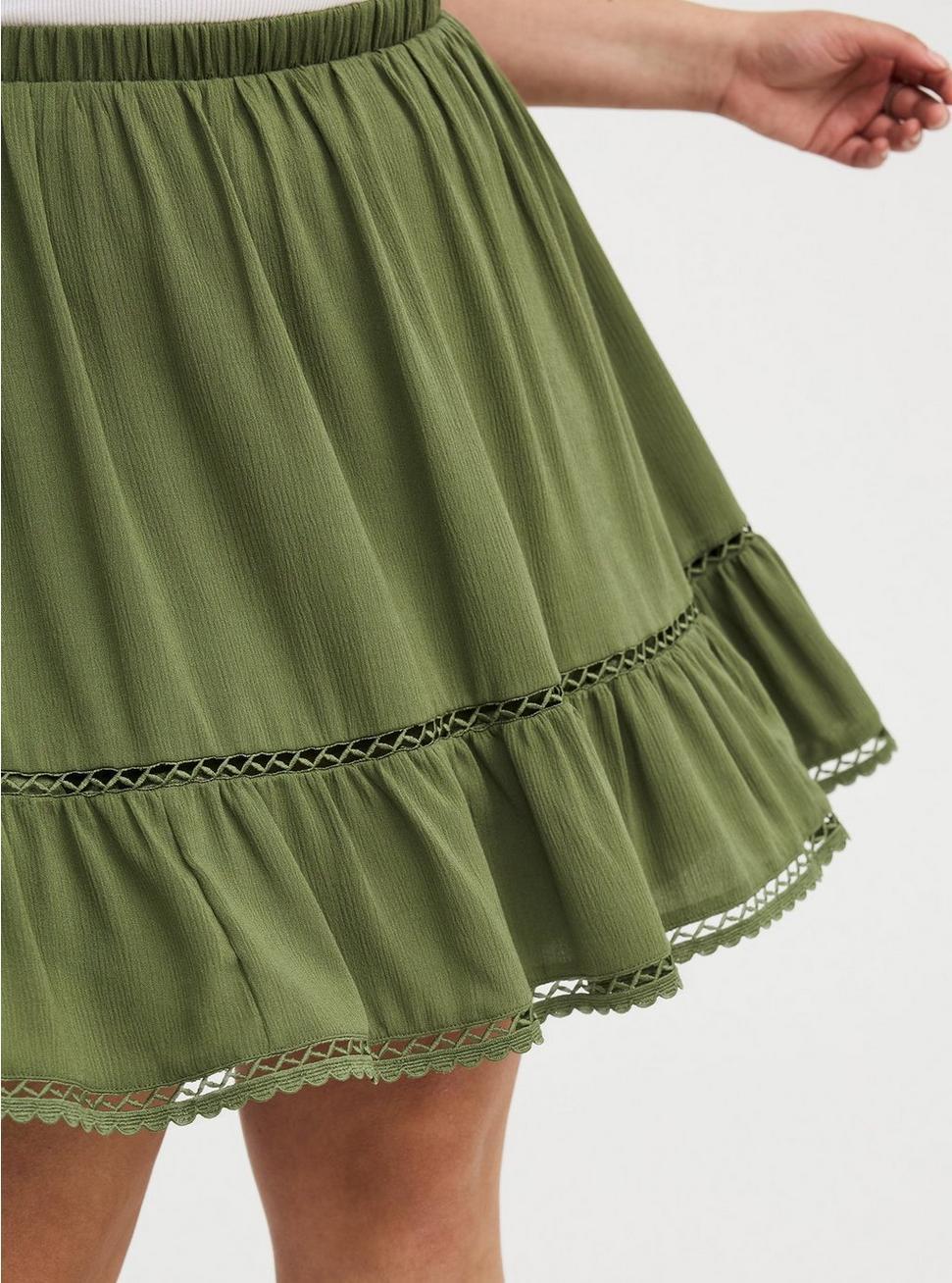 Tiered Lace Trim Mini Skirt Product Image