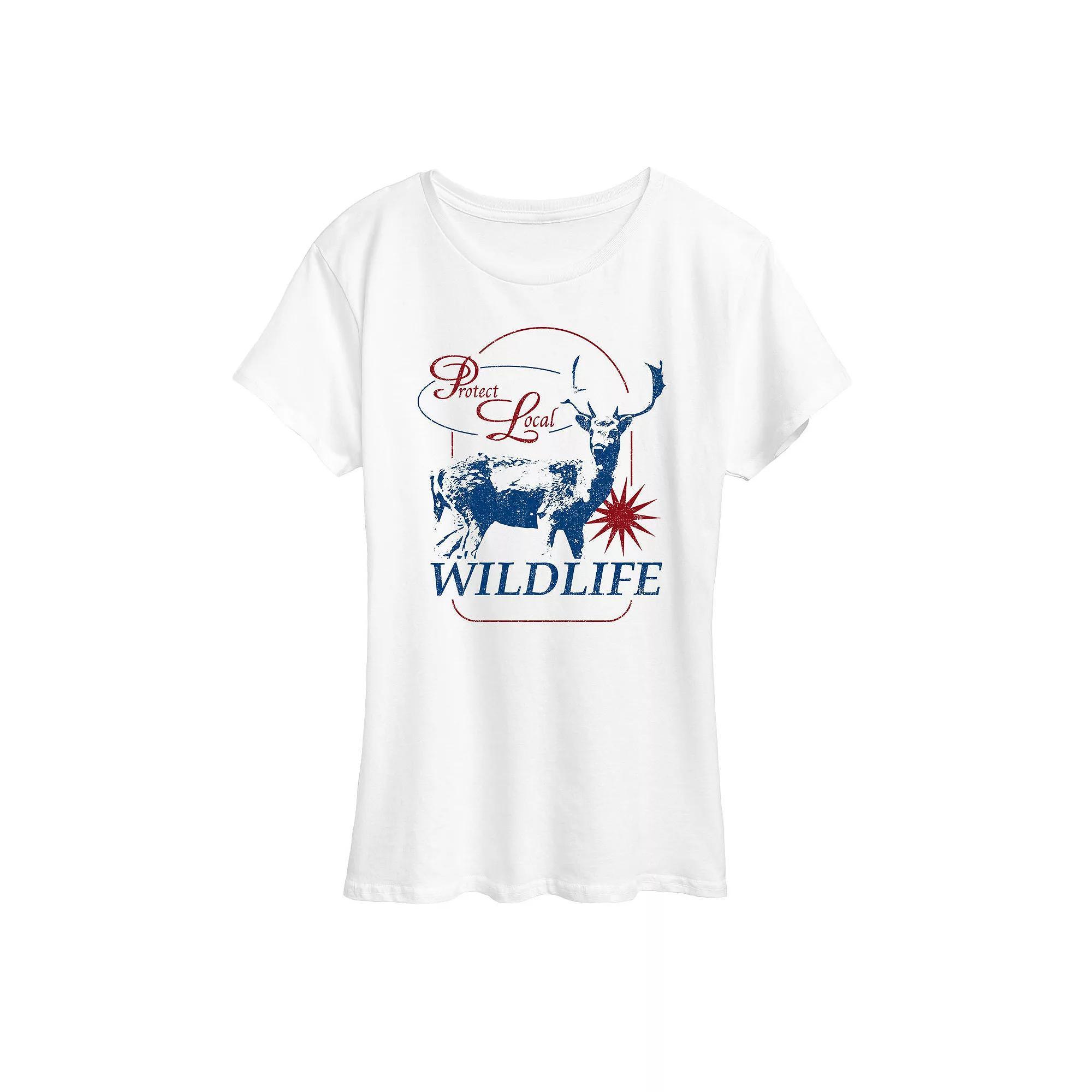 Womens Protect Local Wildlife Graphic Tee, Girls Grey Grey Product Image
