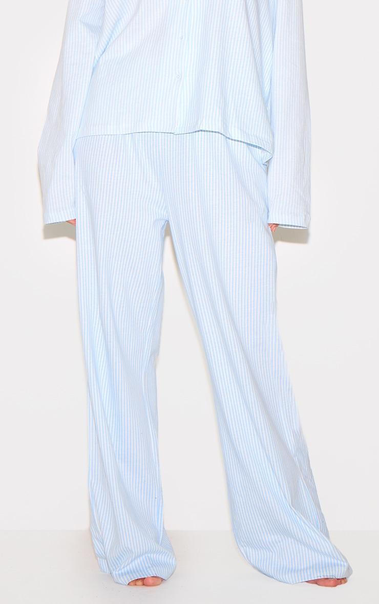 PRETTYLITTLETHING Blue Stripe Wide Leg Pj Bottoms Product Image