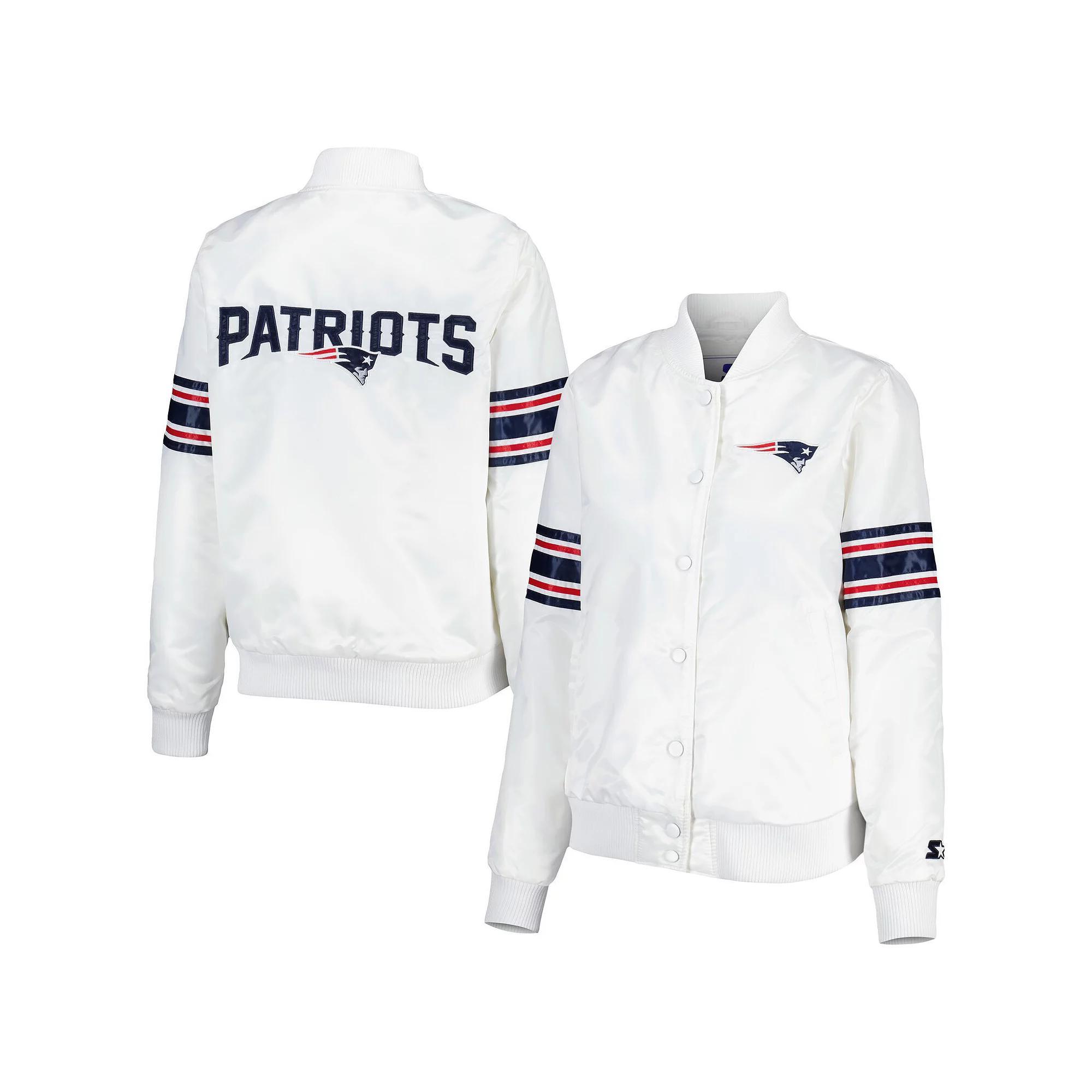 Women's Starter White New England Patriots Line Up Satin Full-Snap Varsity Jacket, Size: XL Product Image