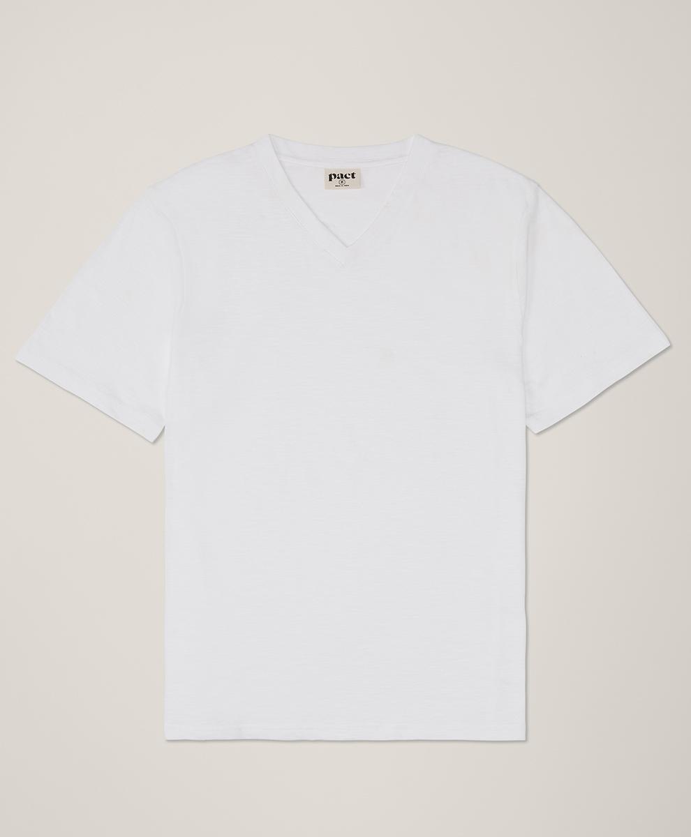 Men's White Featherweight Slub V-Neck Tee S Product Image