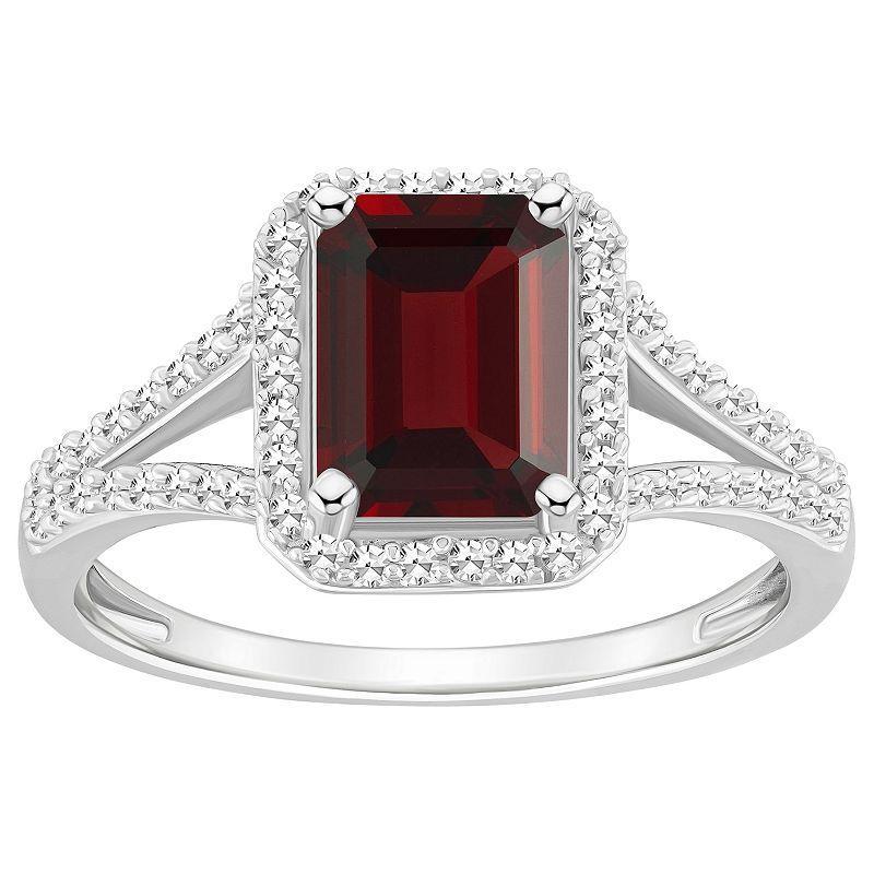 Celebration Gems Sterling Silver Gemstone & 1/4 Carat T.W. Diamond Halo Ring, Womens Peridot Product Image