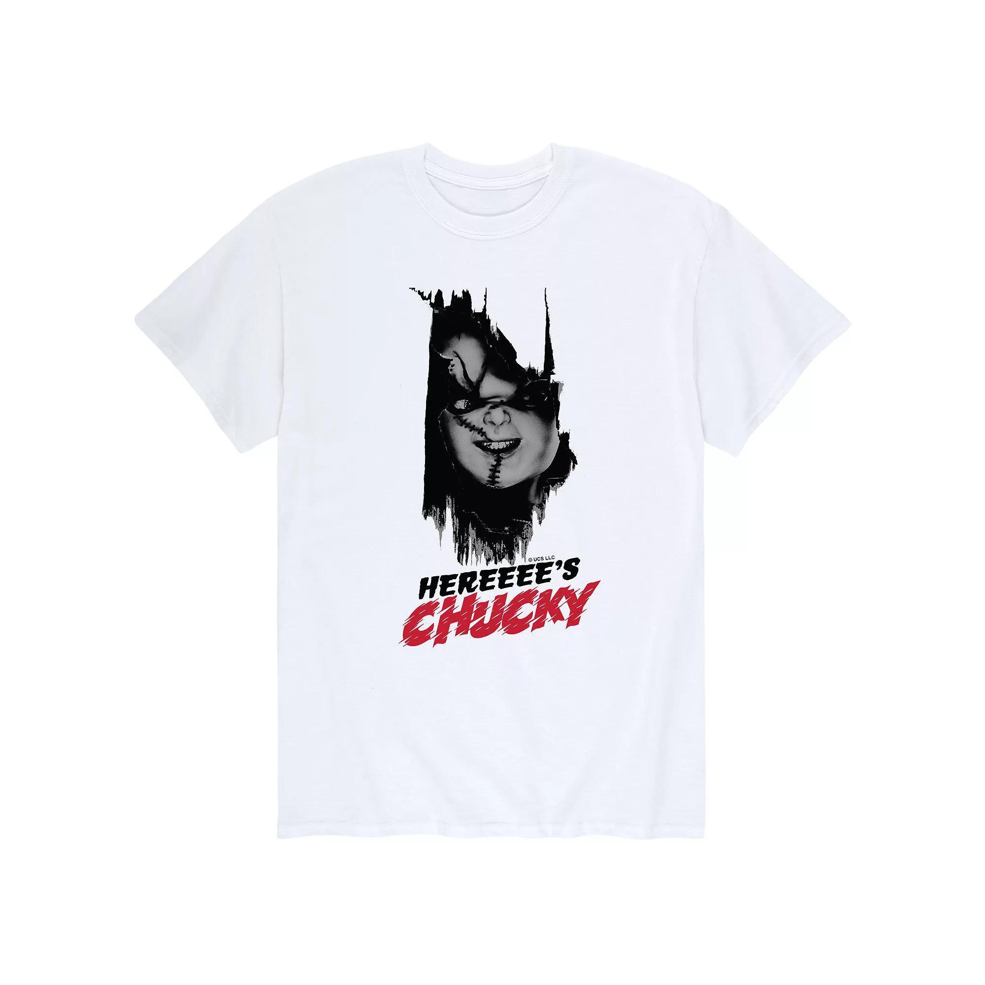 Men's Chucky Here's Chucky Tee, Size: Large, Gray Product Image
