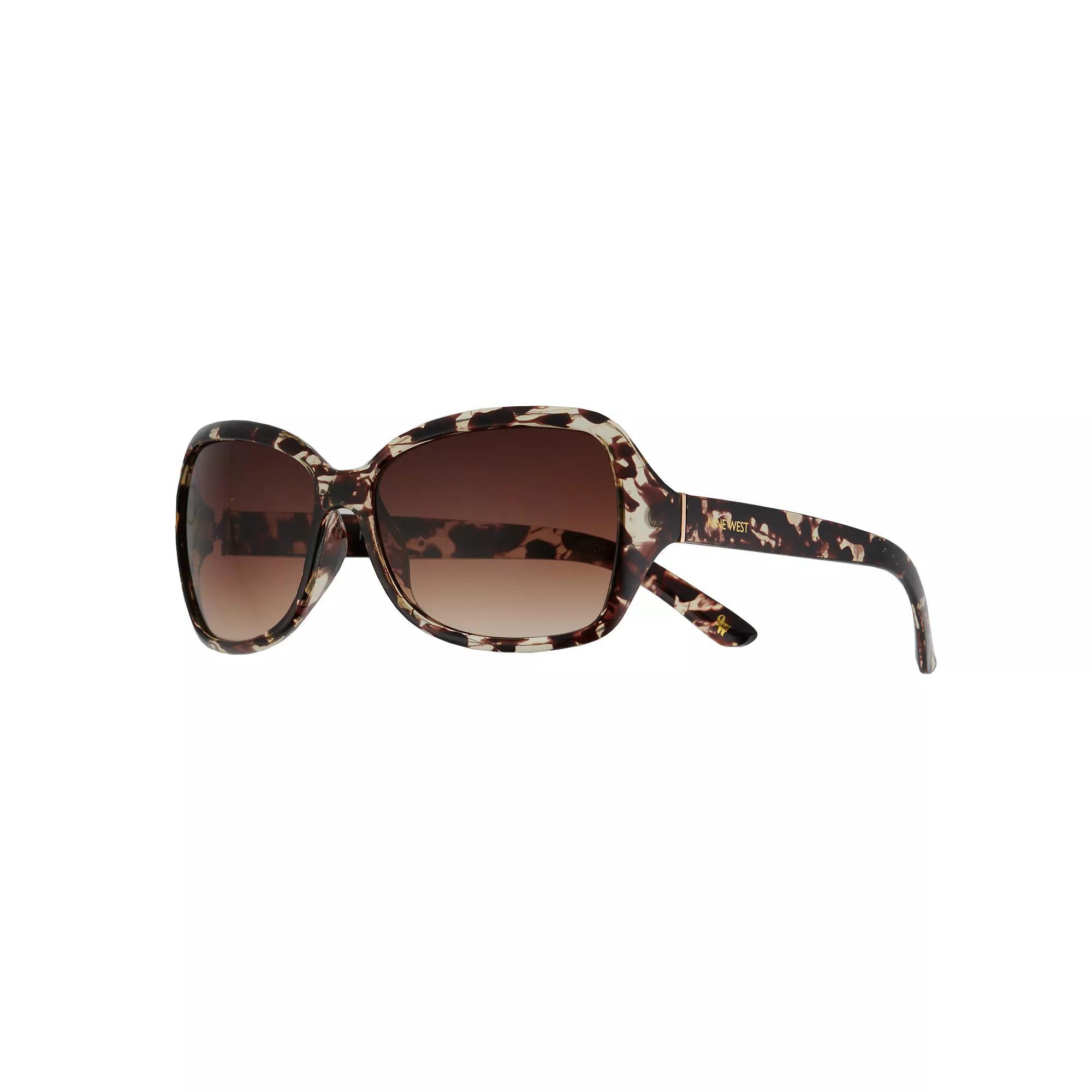Women's Nine West 61mm Large Plastic Square Sunglasses, Brown Product Image
