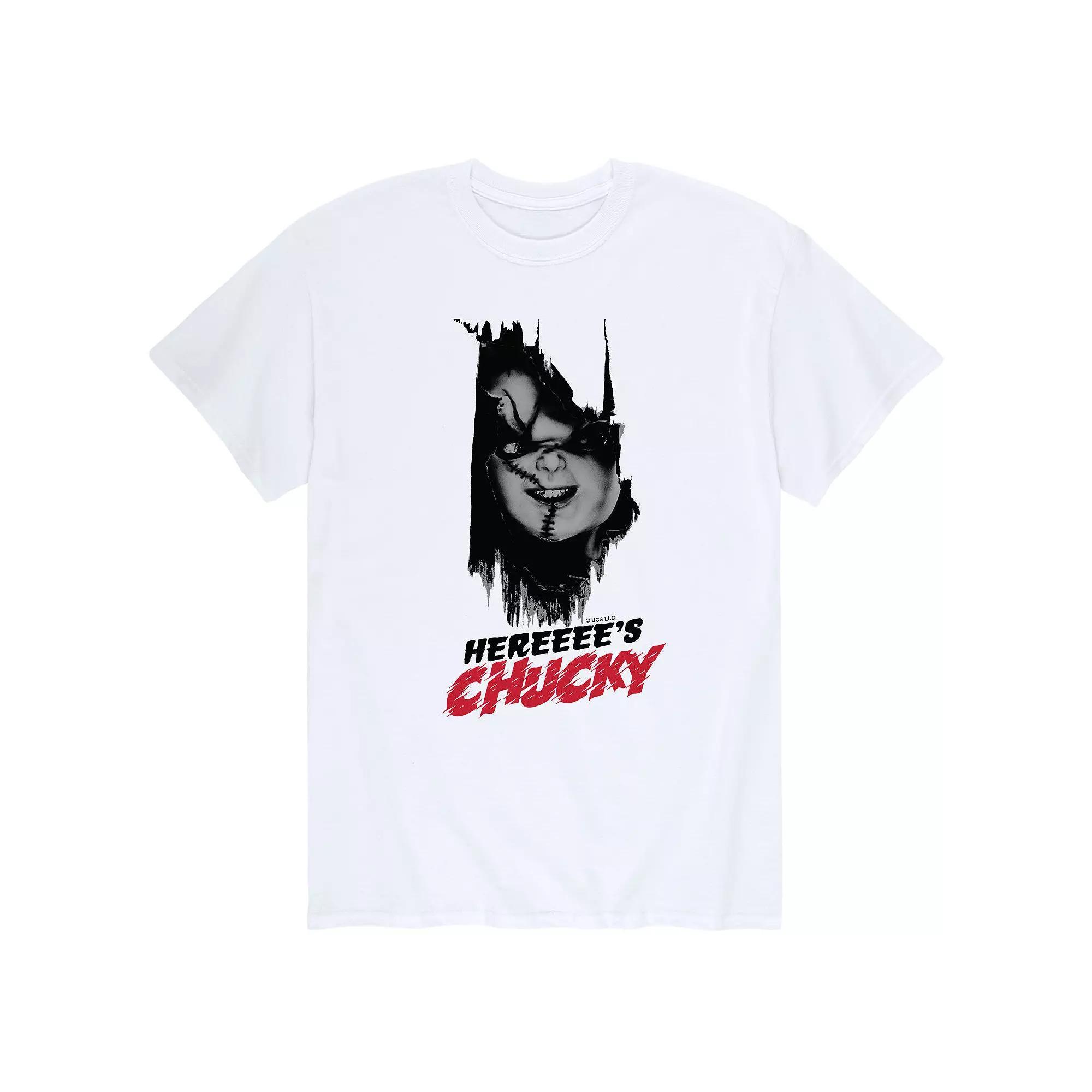 Men's Chucky Here's Chucky Tee, Size: Large, Gray Product Image