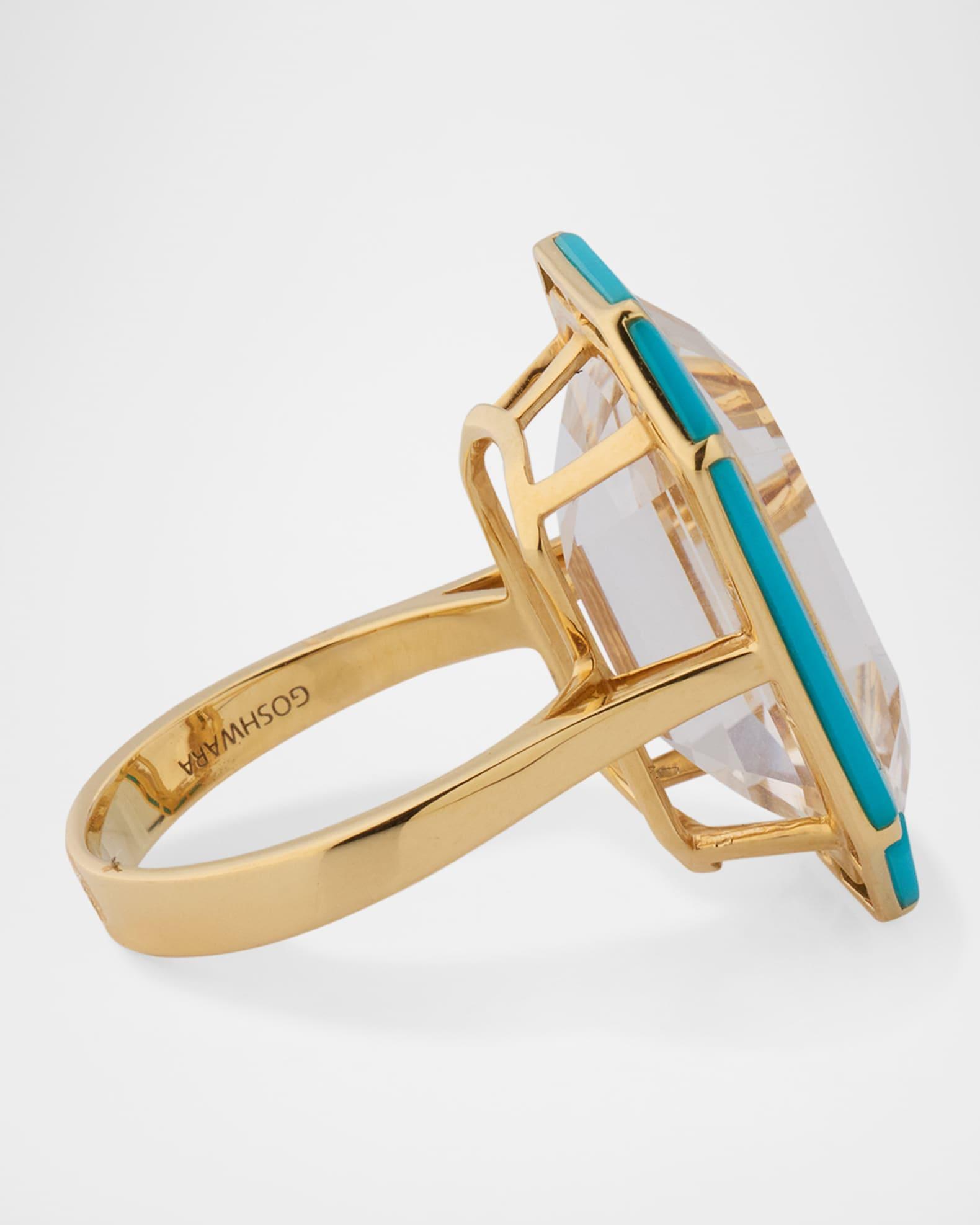 Melange 18K Yellow Gold Rock Crystal Emerald Cut Ring Product Image