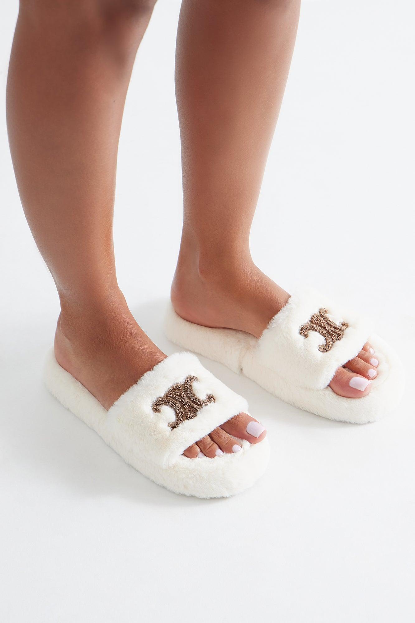 Winda Faux Fur Slippers - Cream Product Image