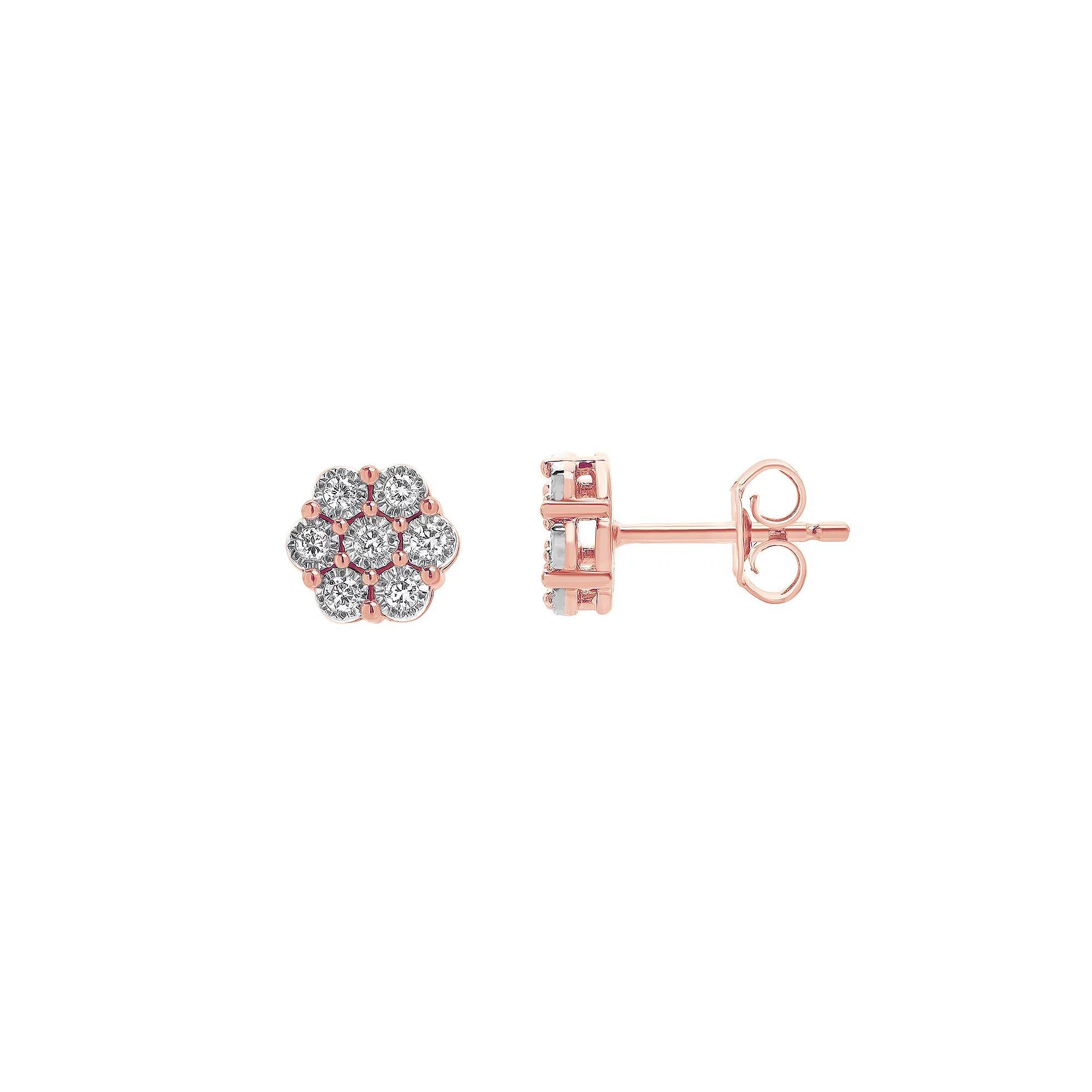 Diamond Brilliance Sterling Silver 1/4 Carat T.W. Lab-Created Diamond Stud Earrings, Women's, Pink Tone Product Image