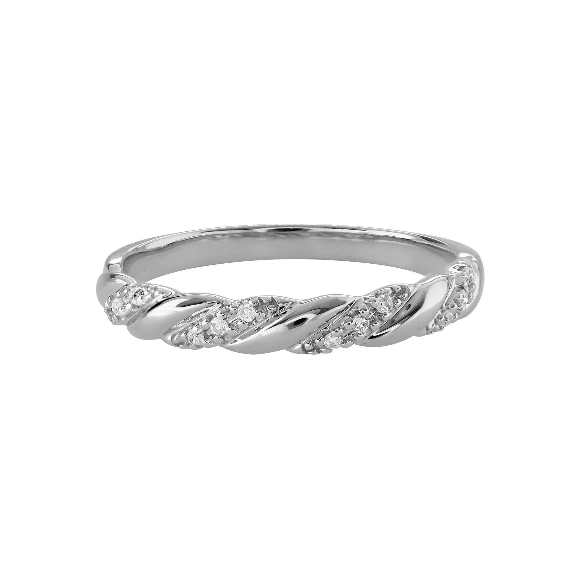 Love Always 10k Gold Diamond Accent Stackable Twist Ring, Women's, Size: 9, 10k White Gold Product Image