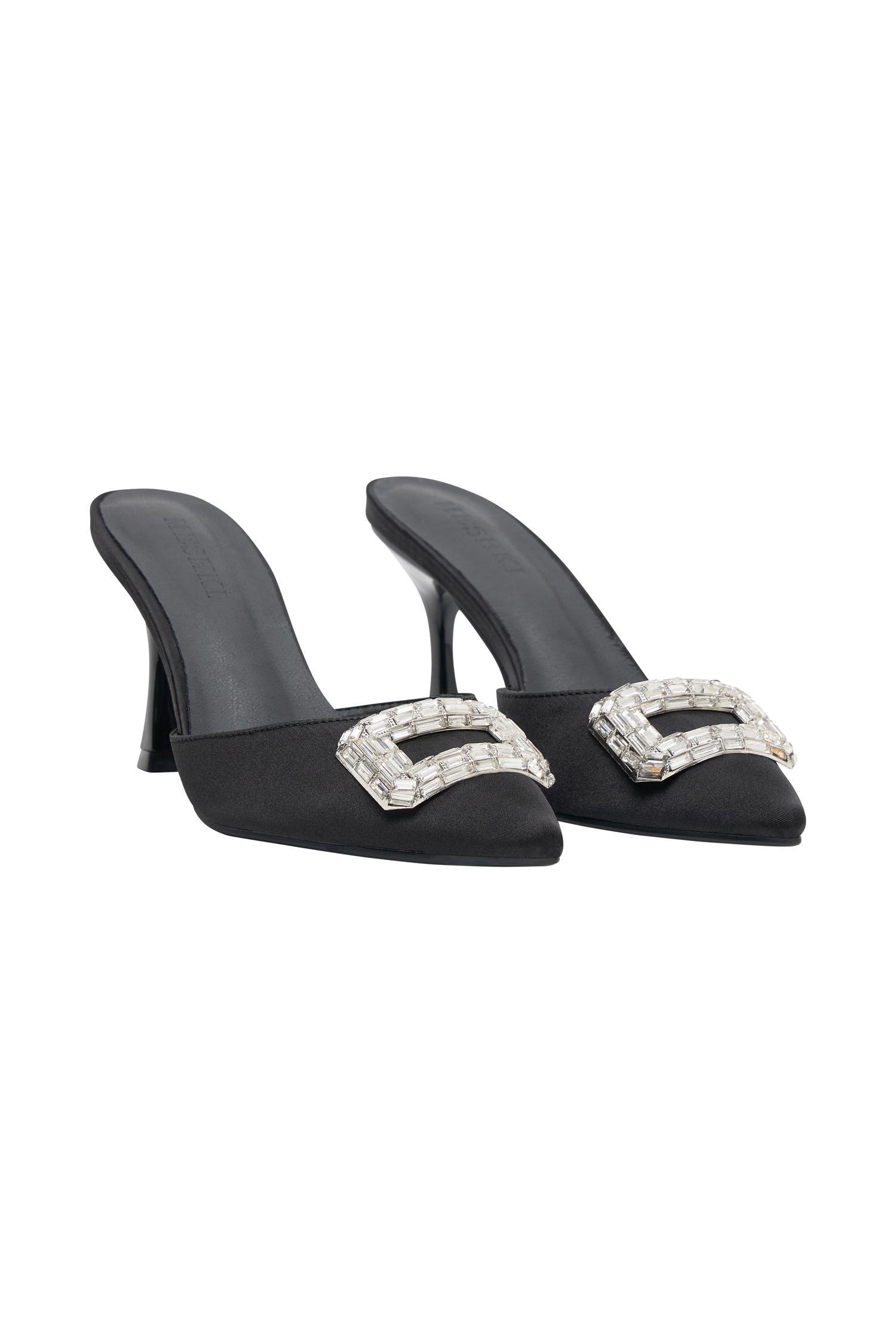 Torri Satin Diamond Mule - Black Product Image
