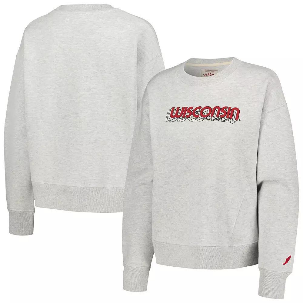 Women's League Collegiate Wear Ash Wisconsin Badgers Boxy Pullover Sweatshirt, Size: Small, Black Product Image