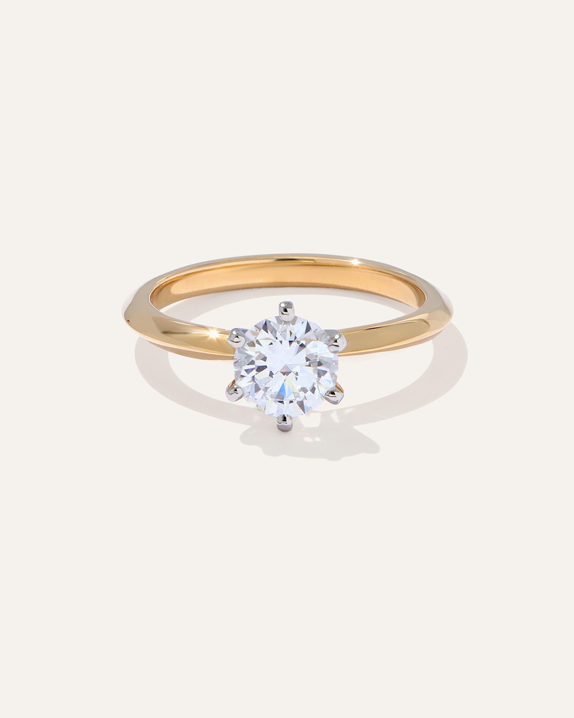 Quince | Women's Lab Grown Diamond Round Six Prong Knife Edge Engagement Ring Product Image