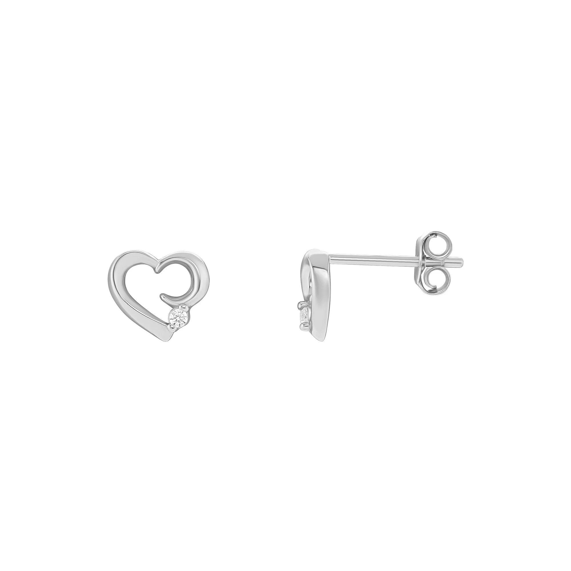 PRIMROSE Sterling Silver Cubic Zirconia Polished Open Heart Stud Earrings, Women's, Silver Tone Product Image