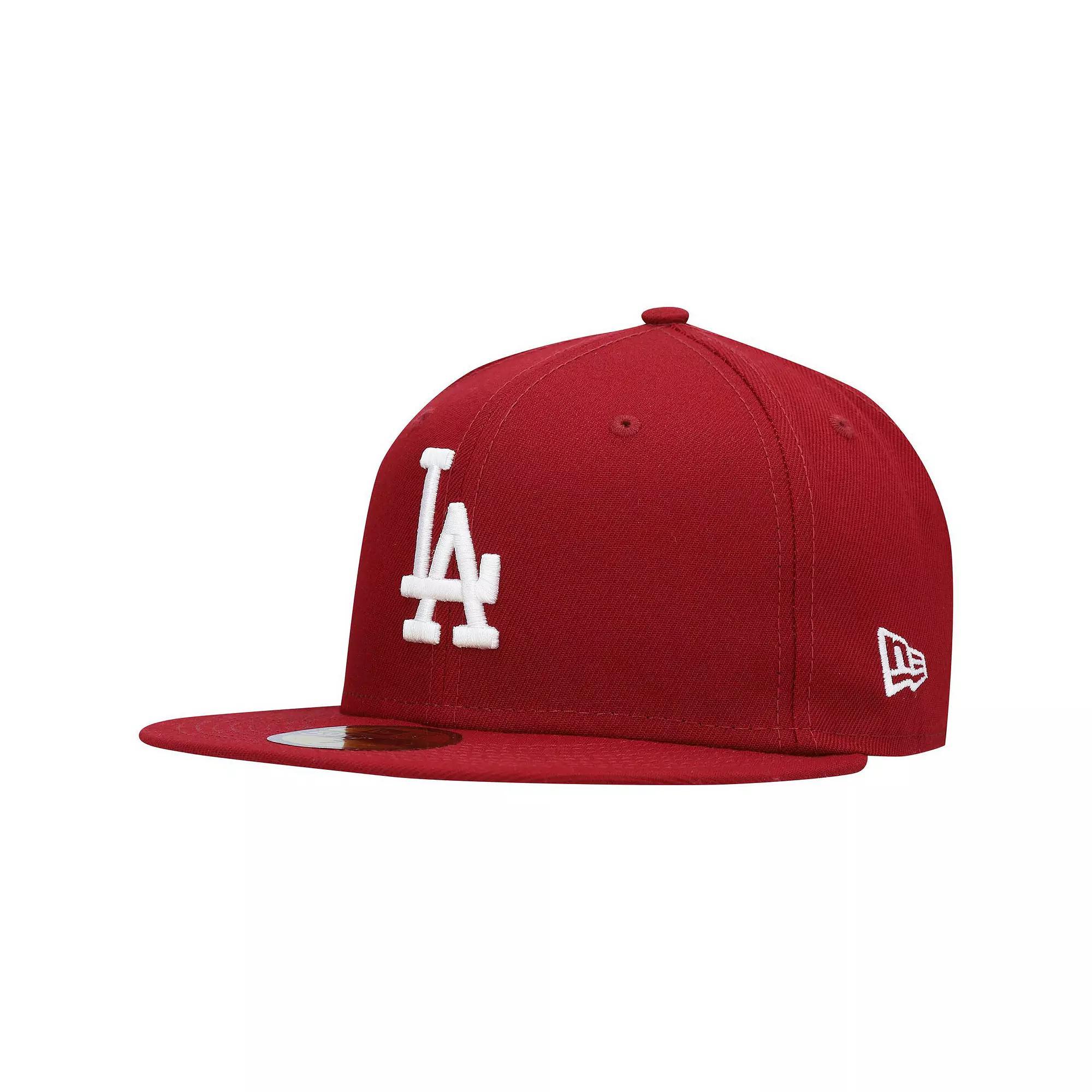 Men's New Era Cardinal Los Angeles Dodgers Logo White 59FIFTY Fitted Hat, Size: 8, Red Product Image