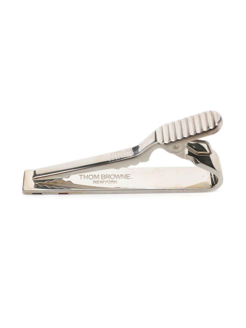 RWB stripe long silver tie clip Product Image