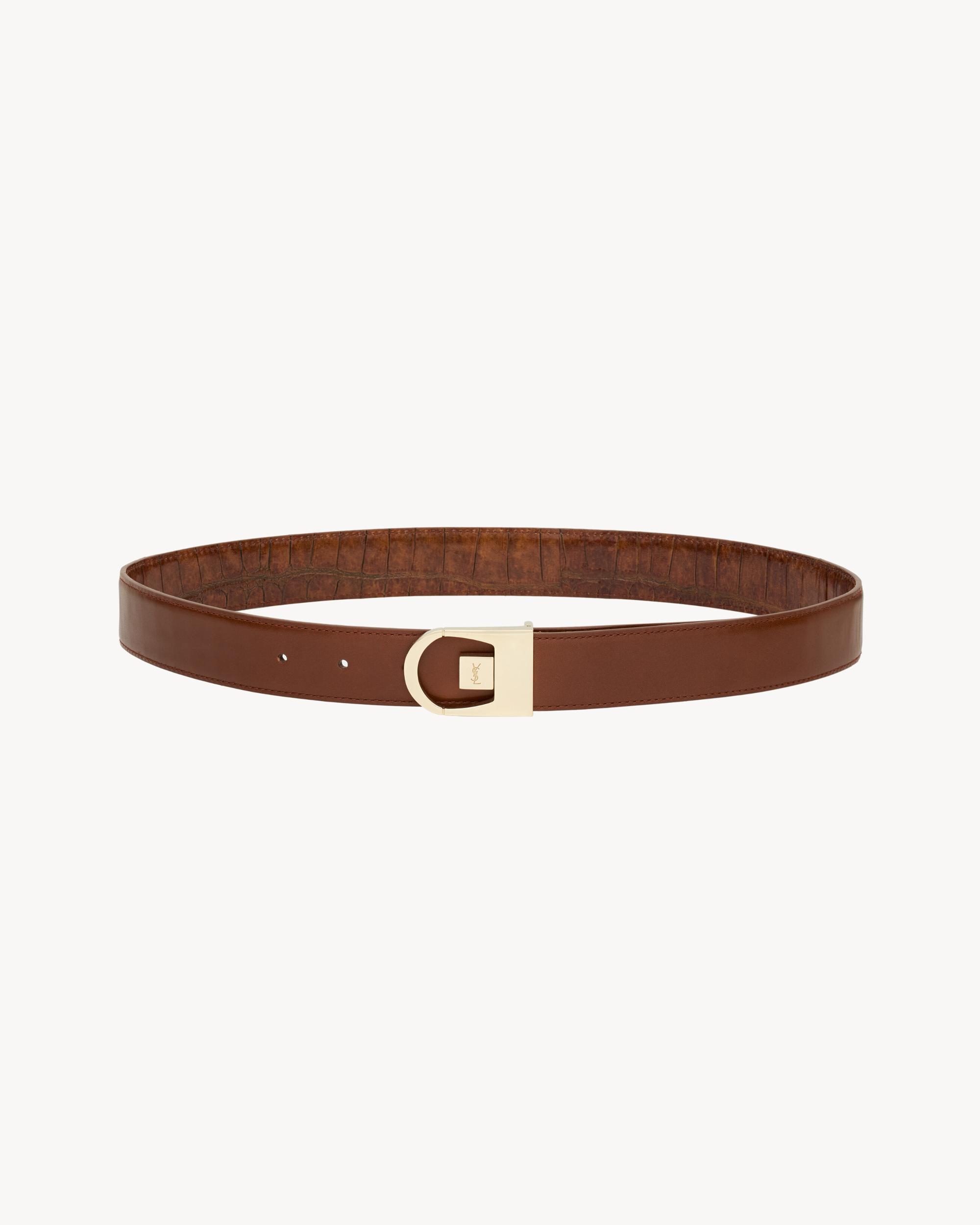 reversible belt in crocodile-embossed leather Product Image