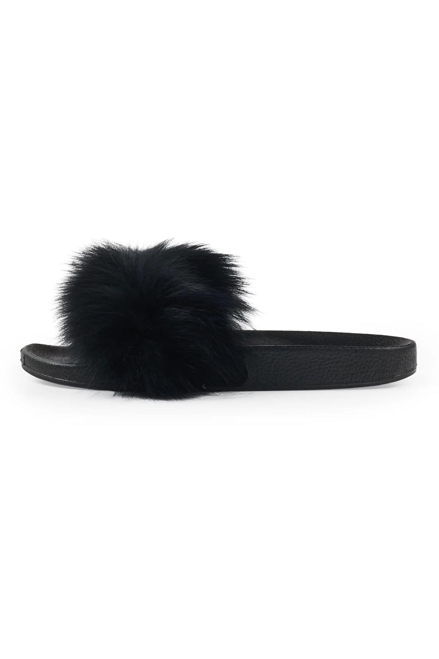 Jamonty Black Fur Slides Female Product Image