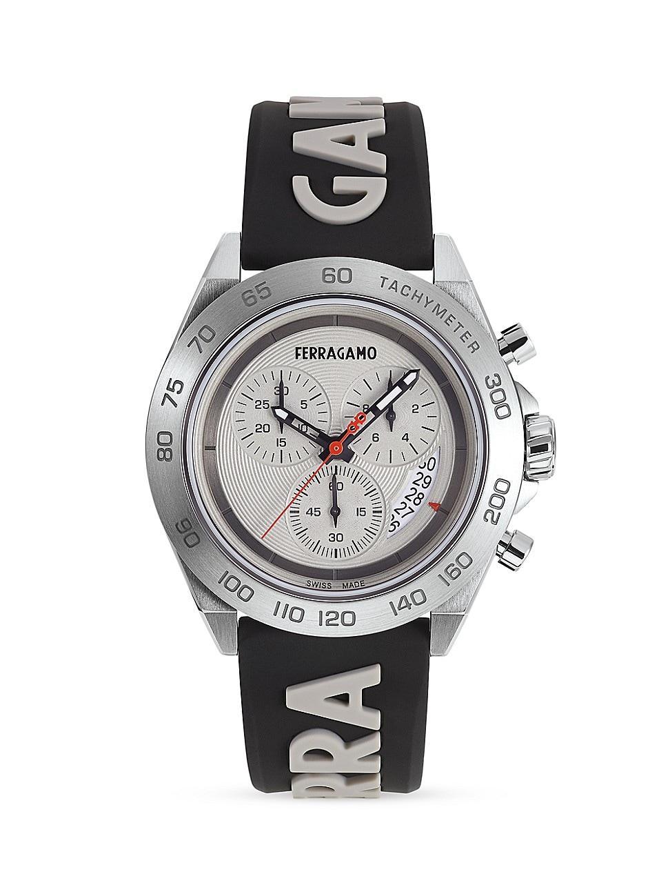 Salvatore Ferragamo Mens Urban Quartz Chronograph Two Tone Black Silicone Strap Watch Product Image