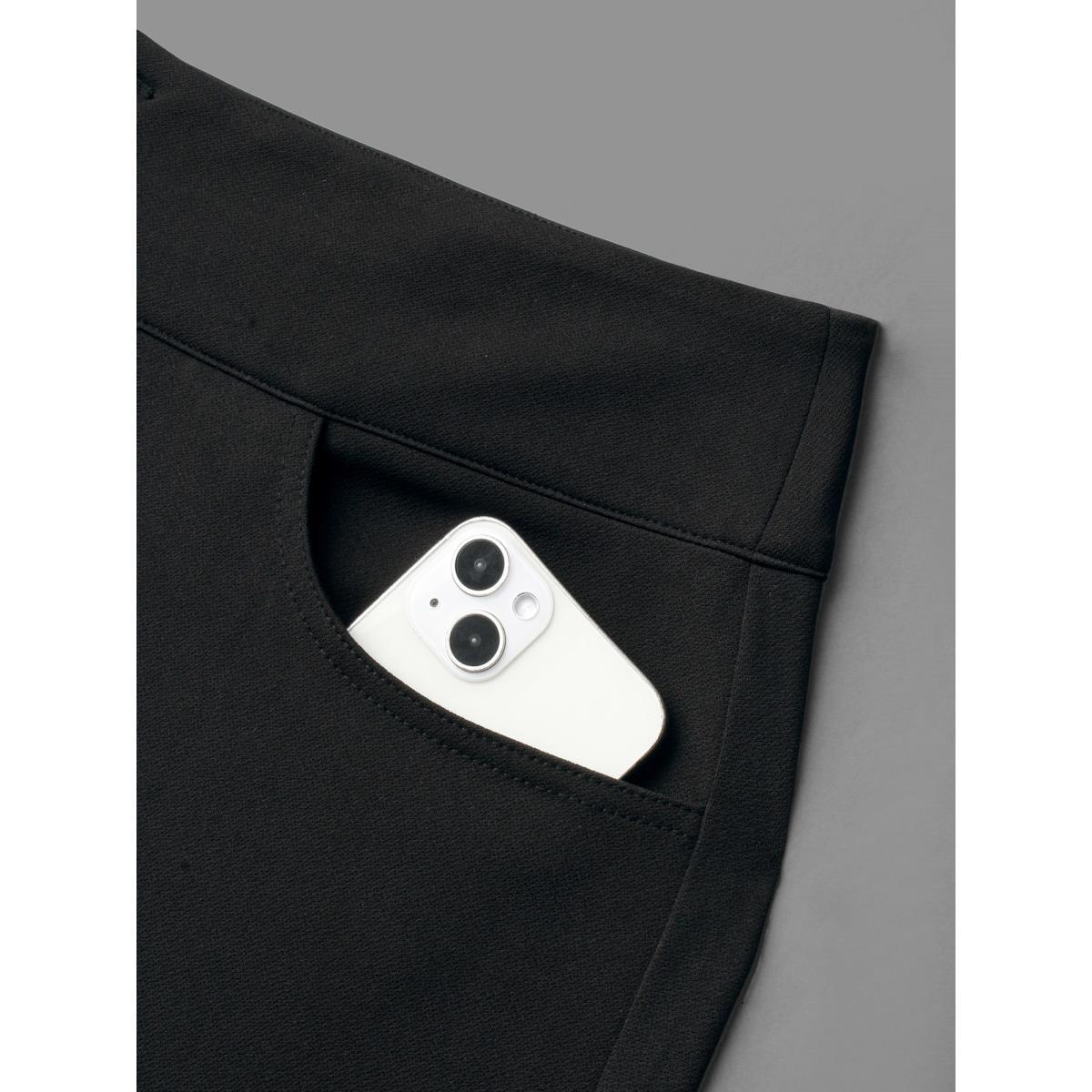 Plus Size Mid Rise Buckle Detail Skinny Pants Women Black Elegant Skinny Mid Rise Everyday Pants BloomChic 18-20/2X Product Image