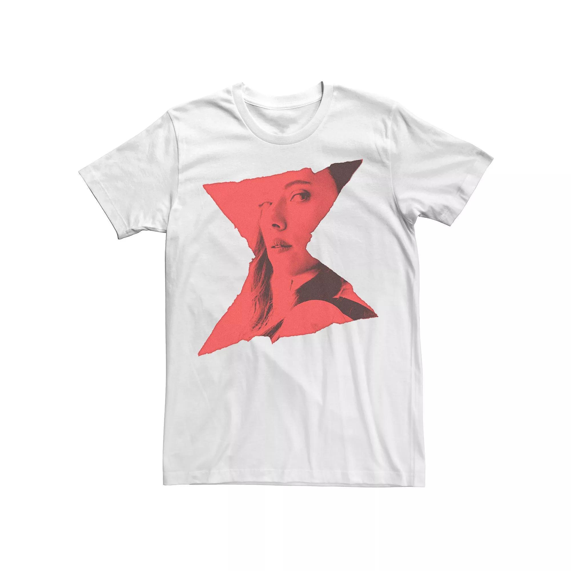 Men's Marvel Black Widow Portrait Logo Overlay Tee, Size: Large, White Product Image