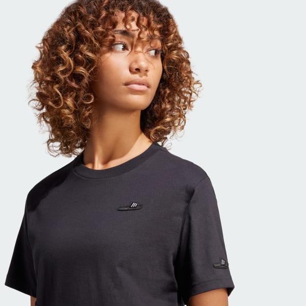 adidas Lounge Slide Graphic Tee Black L Womens Product Image
