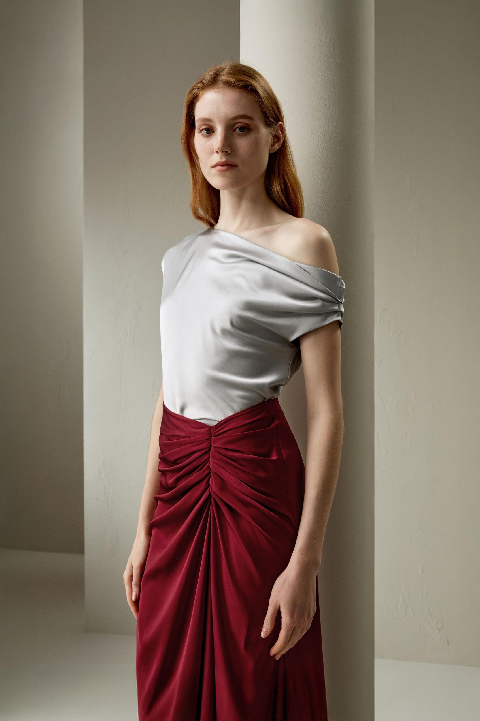 Boat Neck Silk Top Product Image