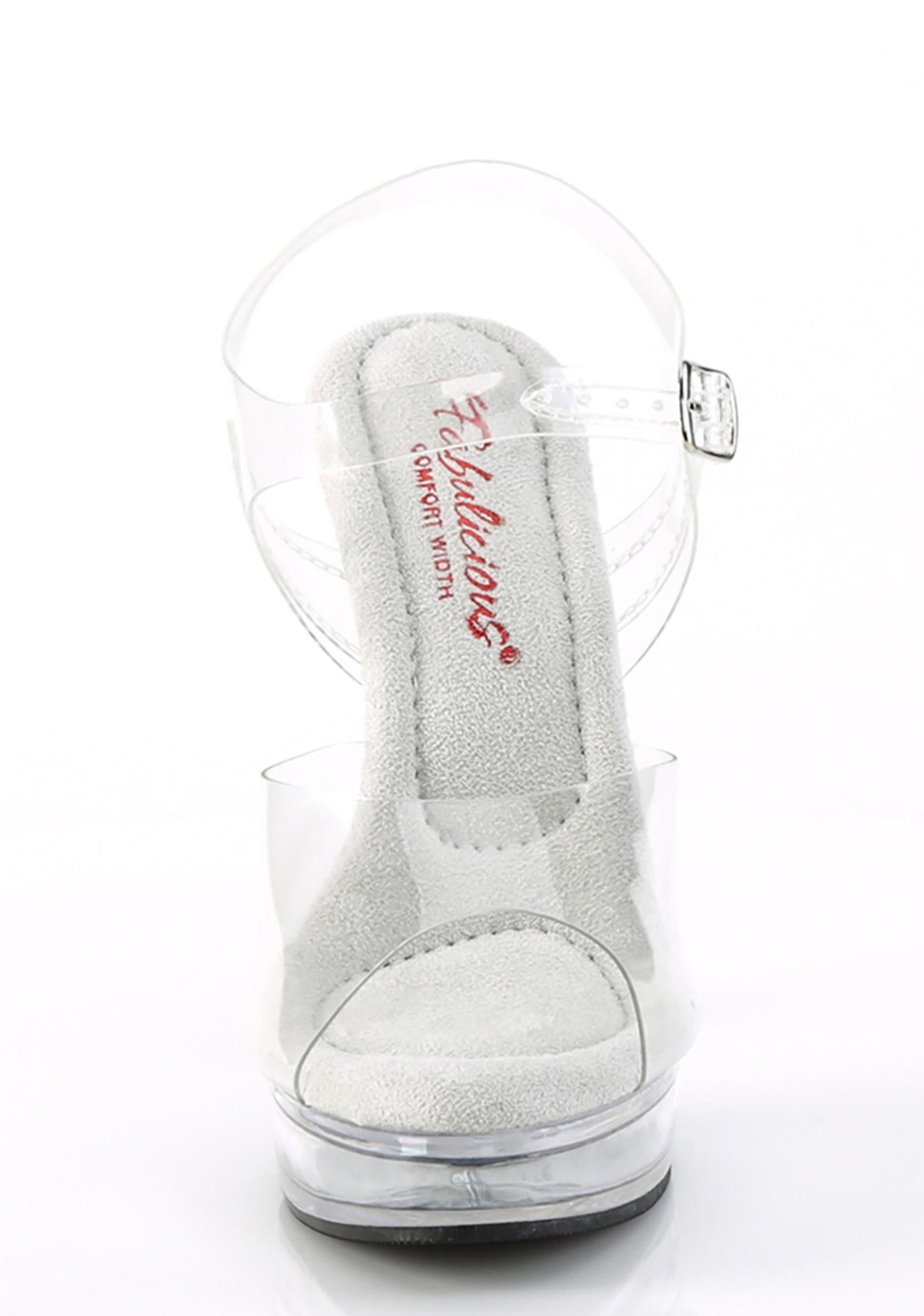 Fabulicious Majesty-508 Clear Peep Toe Heels - Silver Product Image