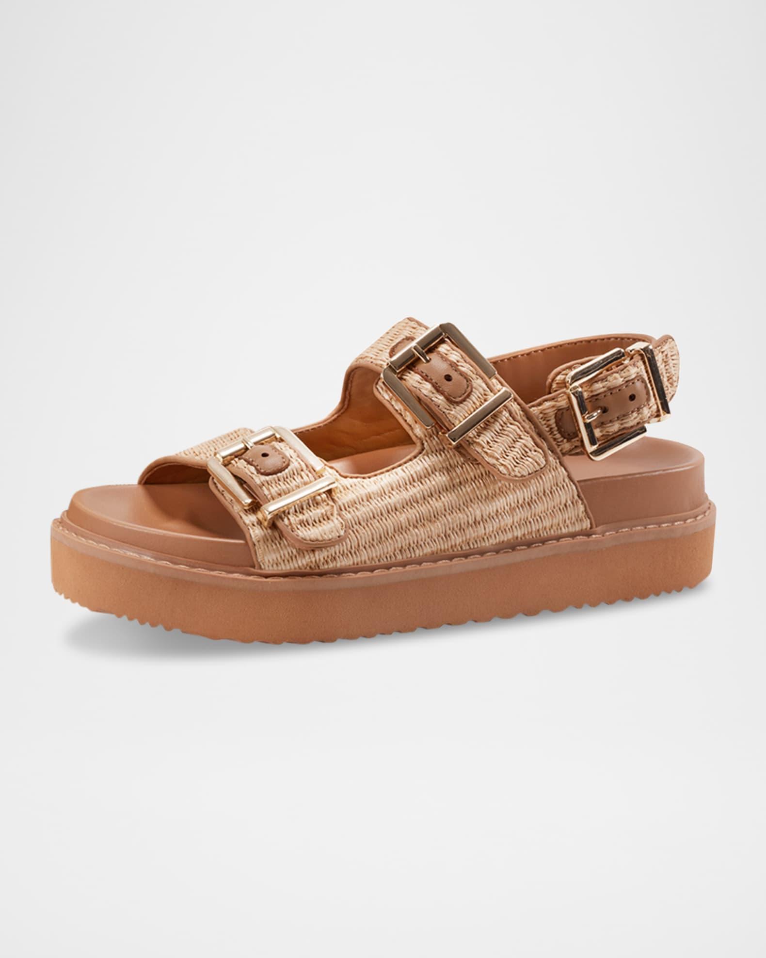 Agenda Woven Dual-Buckle Slingback Sandals Product Image