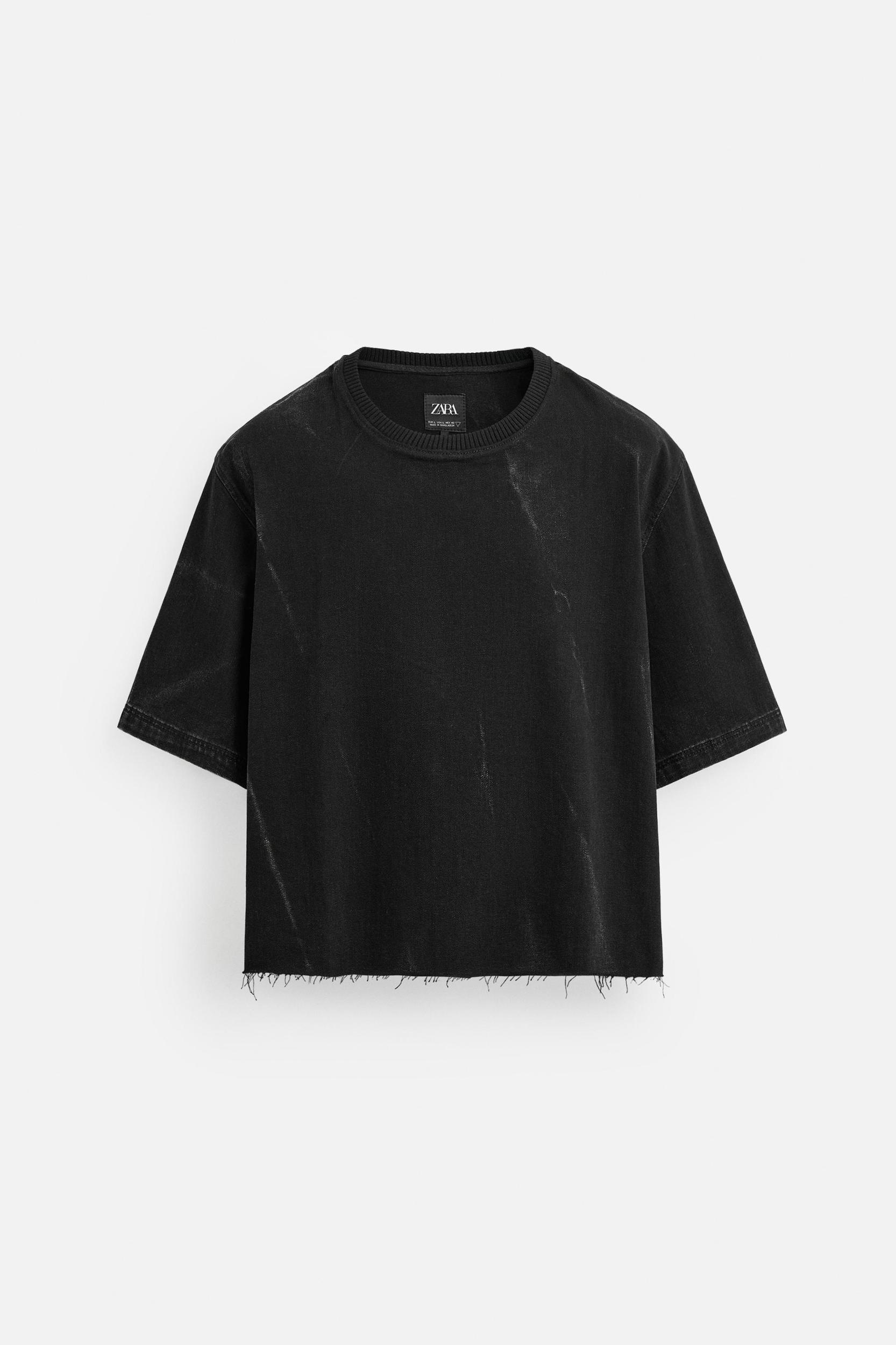 CROPPED FIT DENIM T-SHIRT Product Image