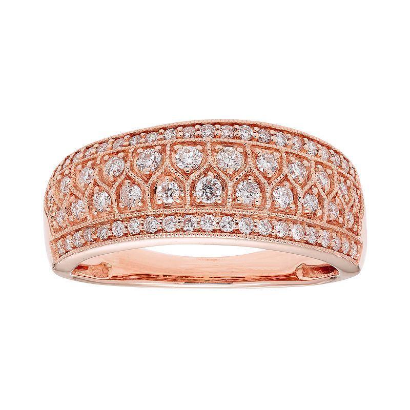 The Regal Collection 14k Gold 1/2 Carat T.W. IGL Certified Diamond Multi Row Ring, Women's, Size: 7, Yellow Product Image