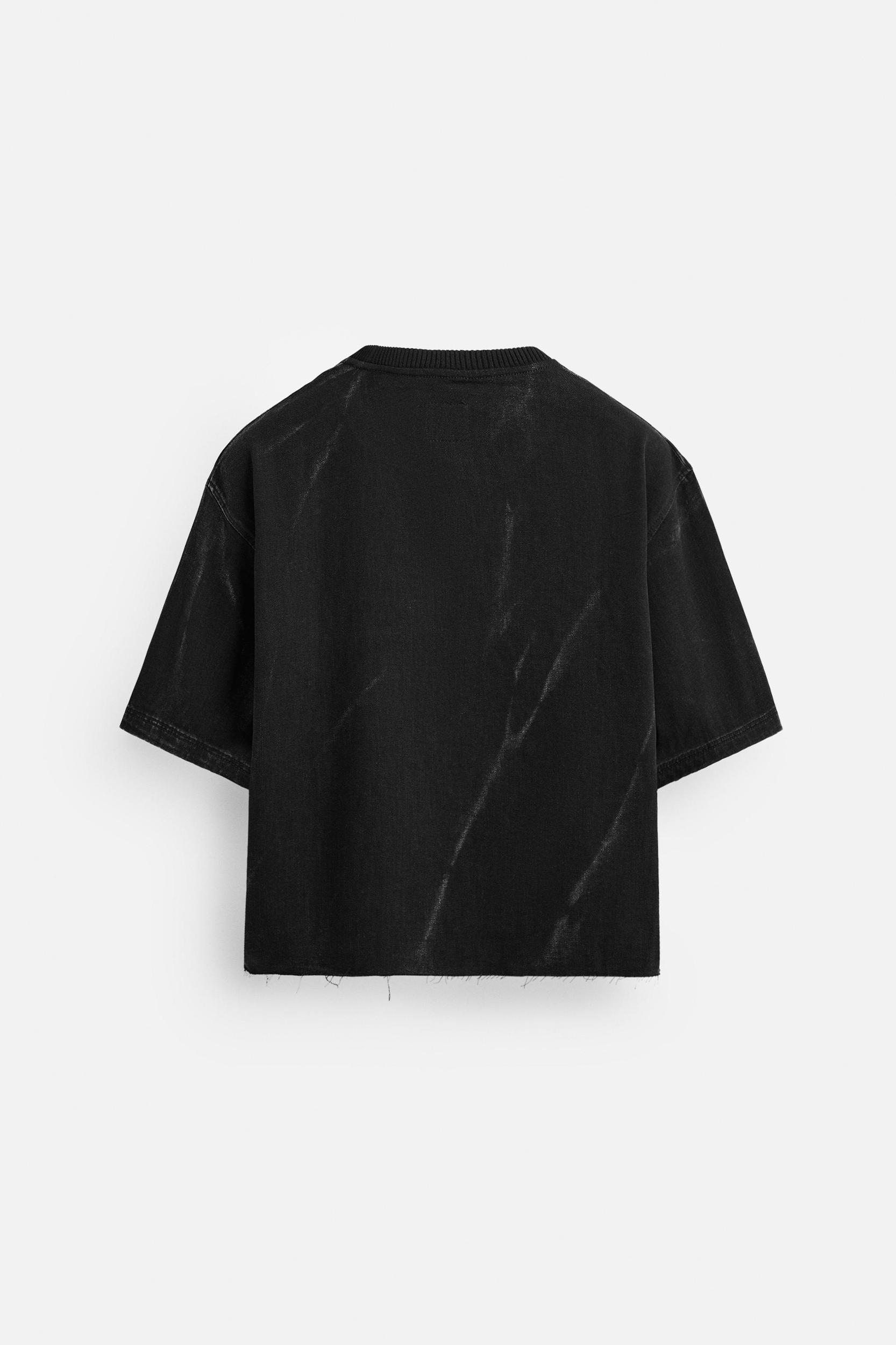 CROPPED FIT DENIM T-SHIRT Product Image