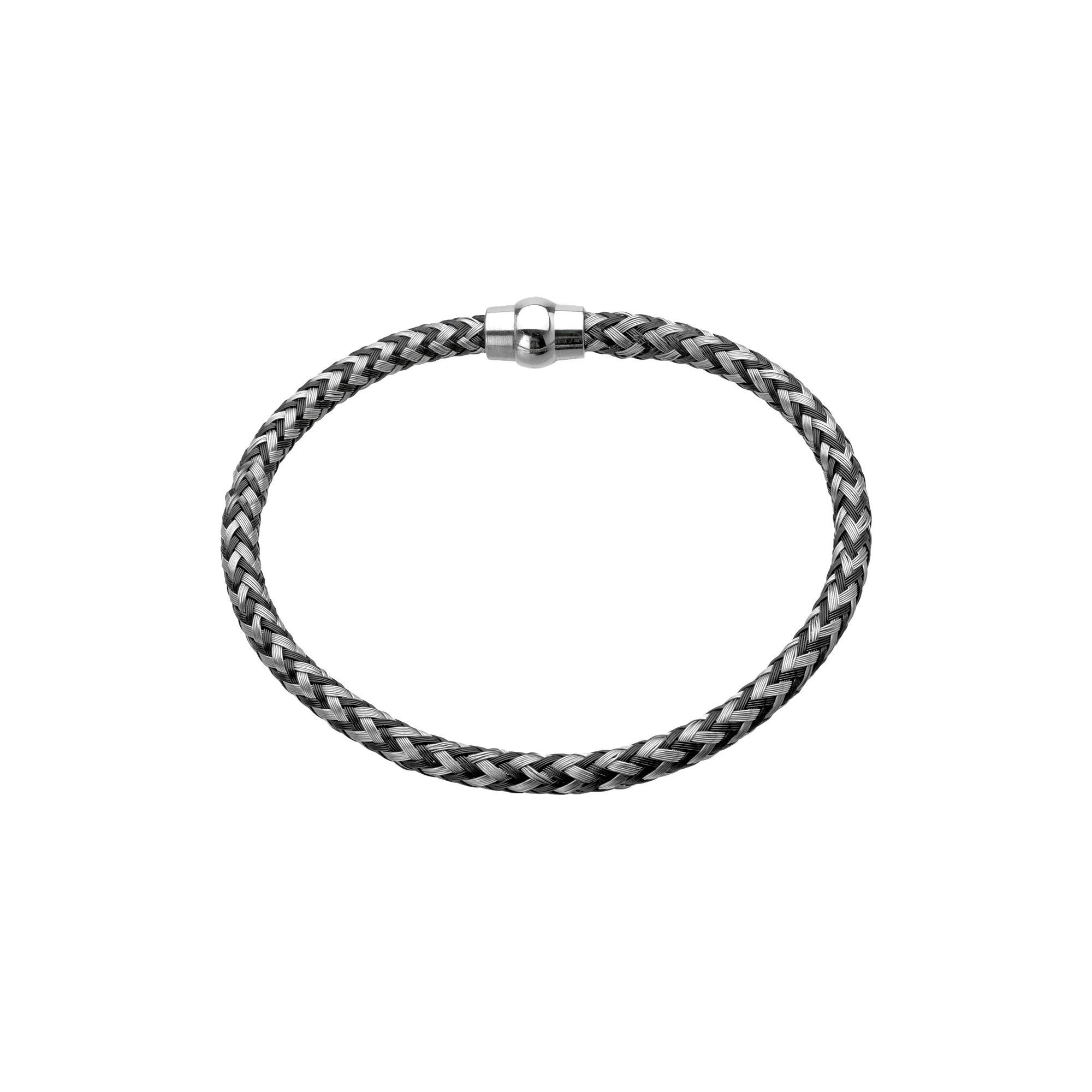 LYNX Stainless Steel Black Ion-Plated Braided Cable Bracelet - Men, Men's, Size: 8.5" Product Image