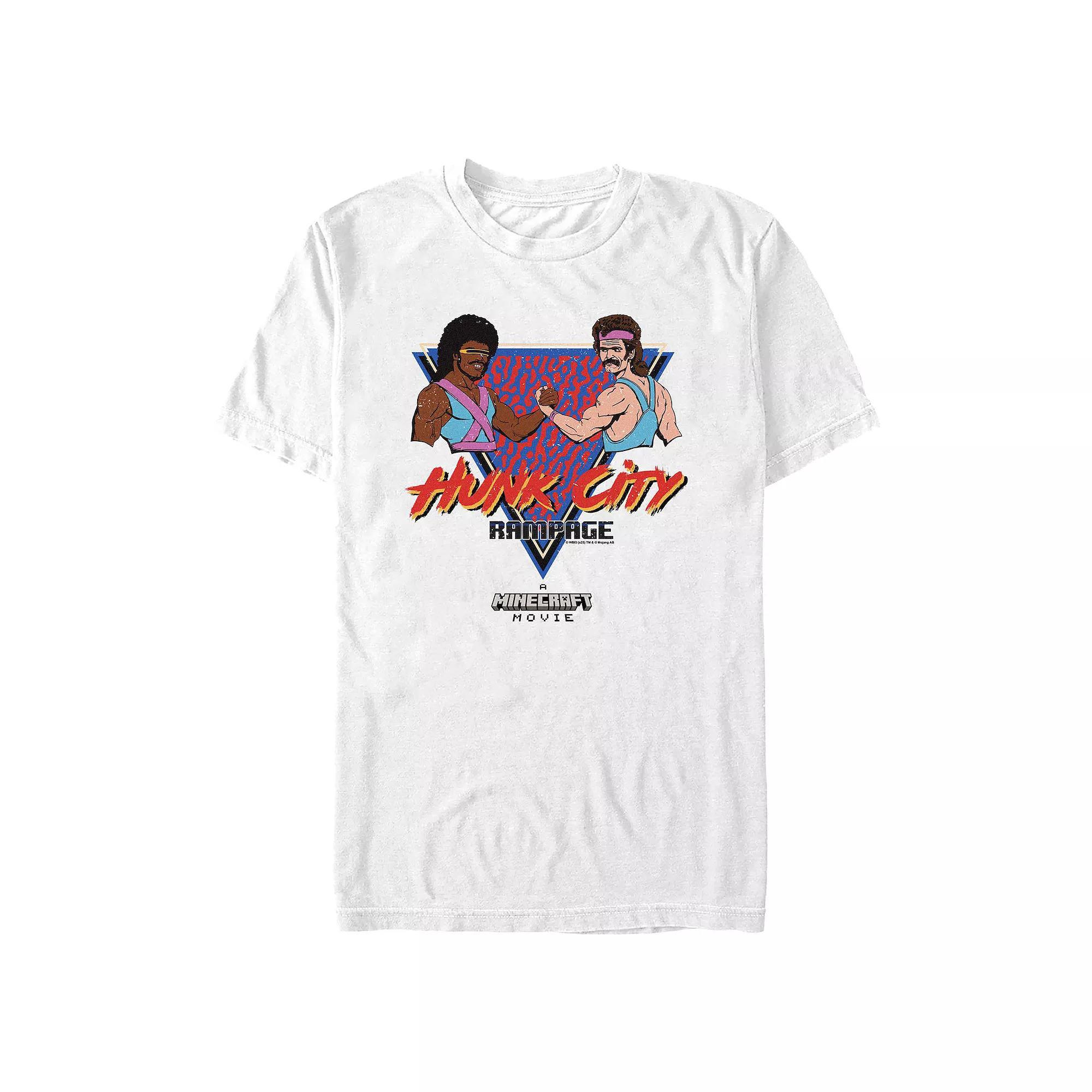Big & Tall Minecraft Movie Hunk City Rampage Poster Graphic Tee, Men's, Size: 3XL Tall, White Product Image