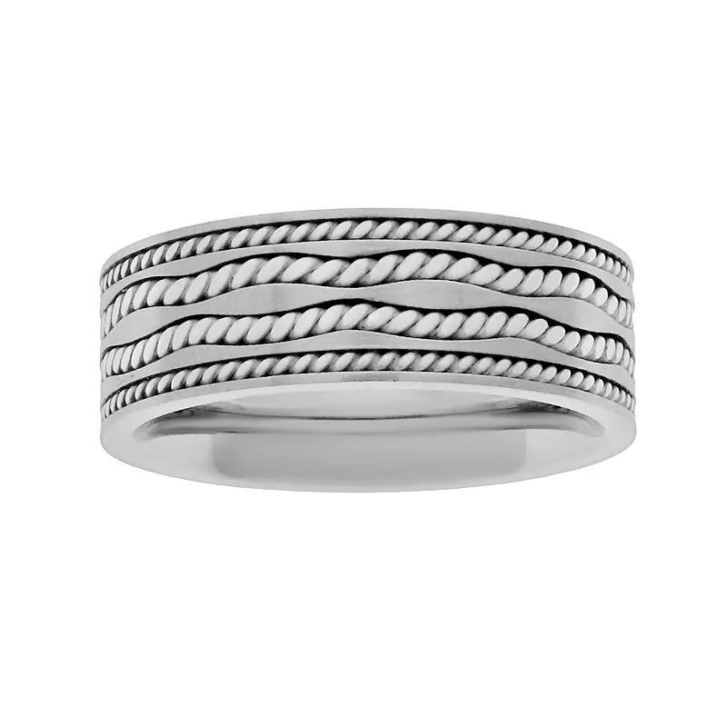 LYNX Sterling Silver & Stainless Steel Twist Band- Men, Men's, Size: 10 Product Image