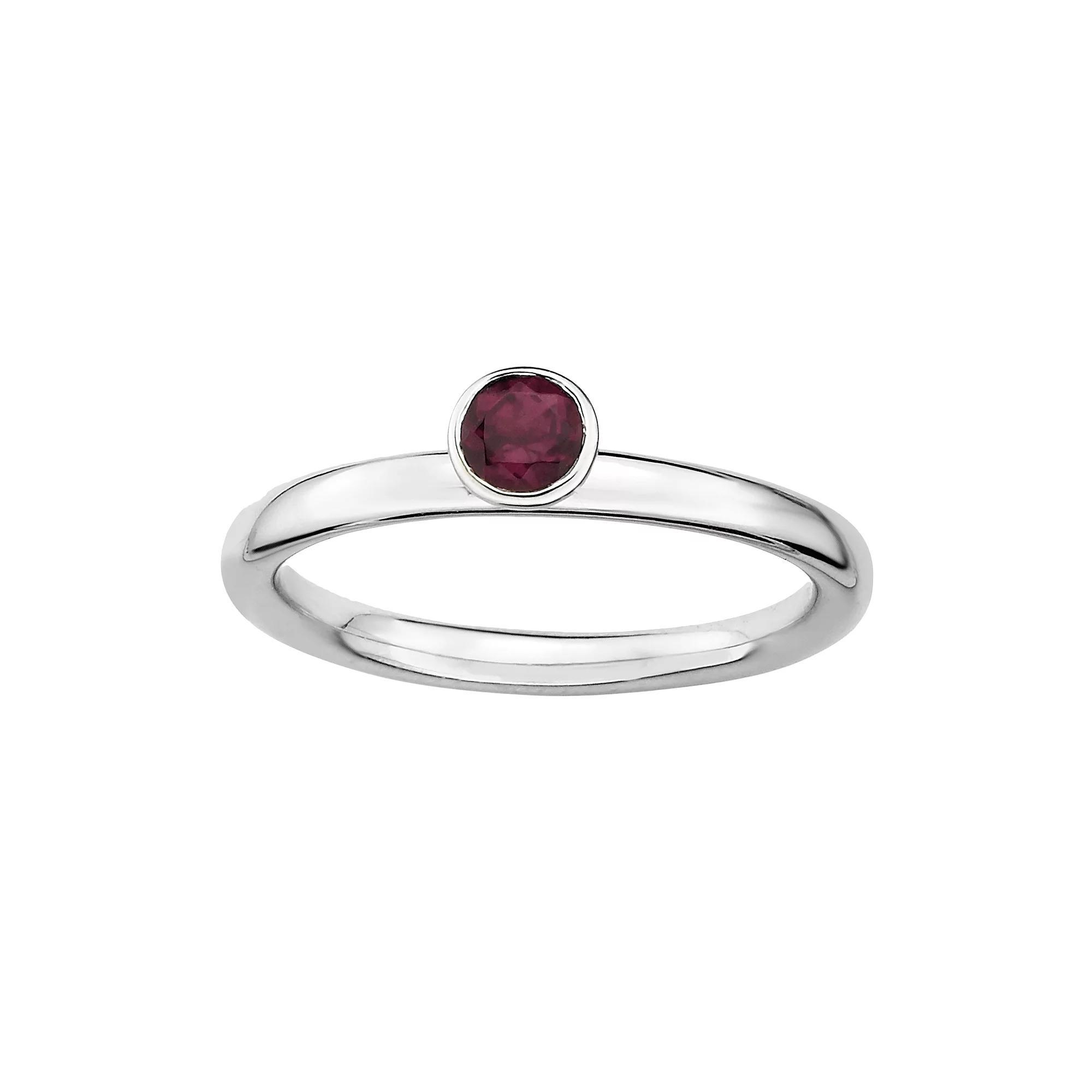 Stacks & Stones Sterling Silver Rhodolite Garnet Stack Ring, Women's, Size: 7, Red Product Image