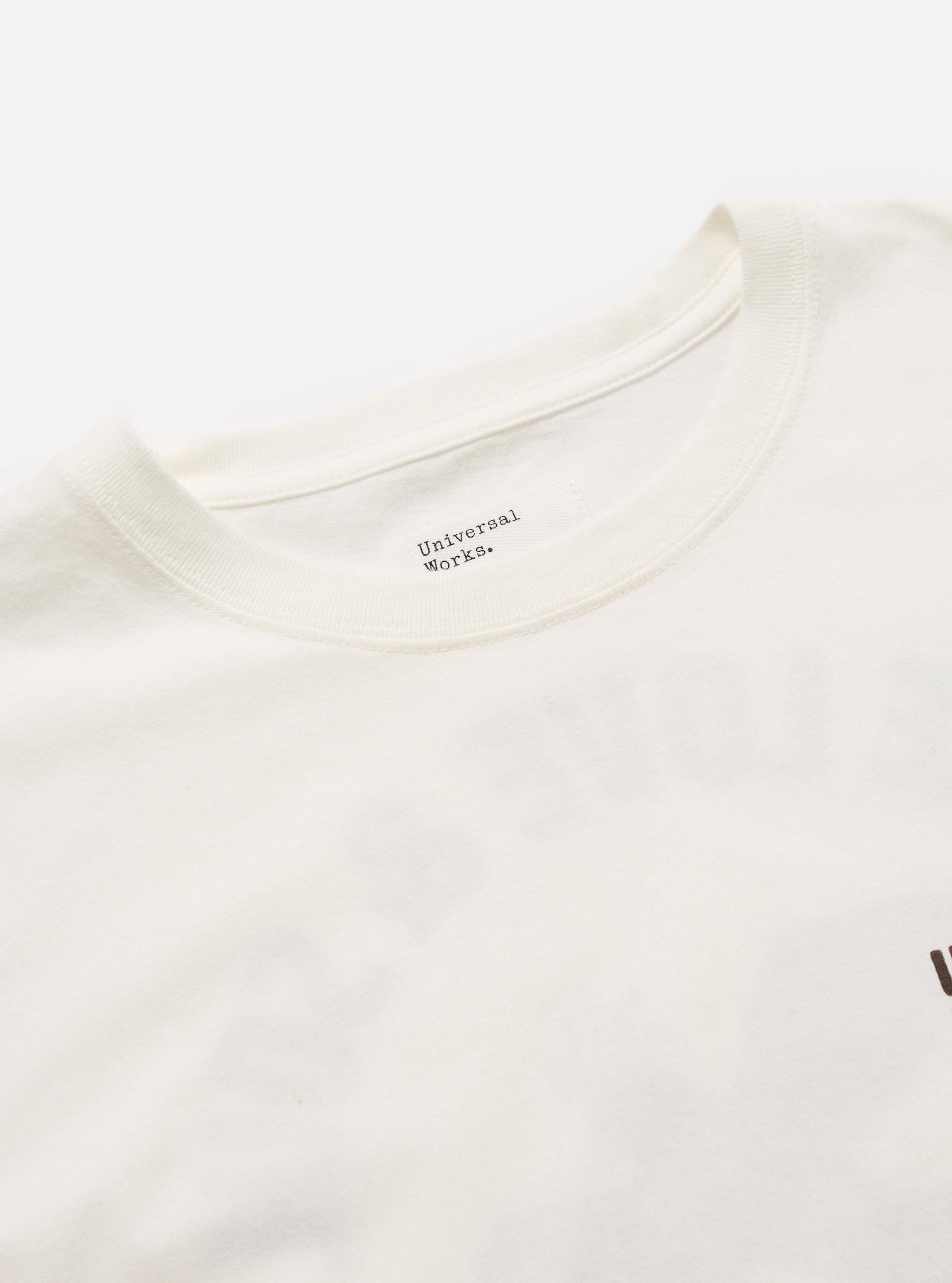 Universal Works 'Peace, Love & Soul' Print Tee in Ecru Single Jersey Product Image